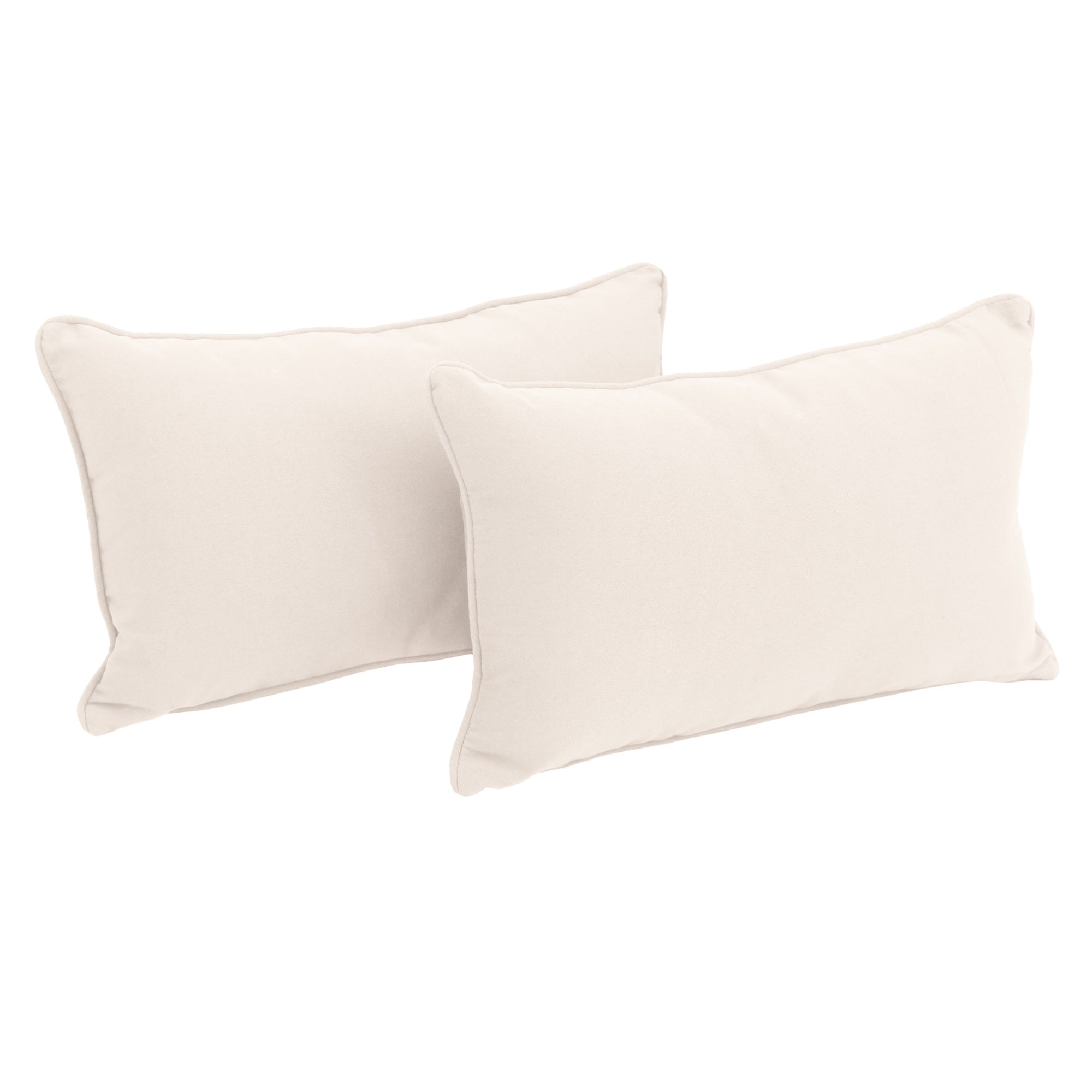 20-inch by 12-inch Double-corded Solid Twill Back Support Pillows with Inserts (Set of 2) - Natural
