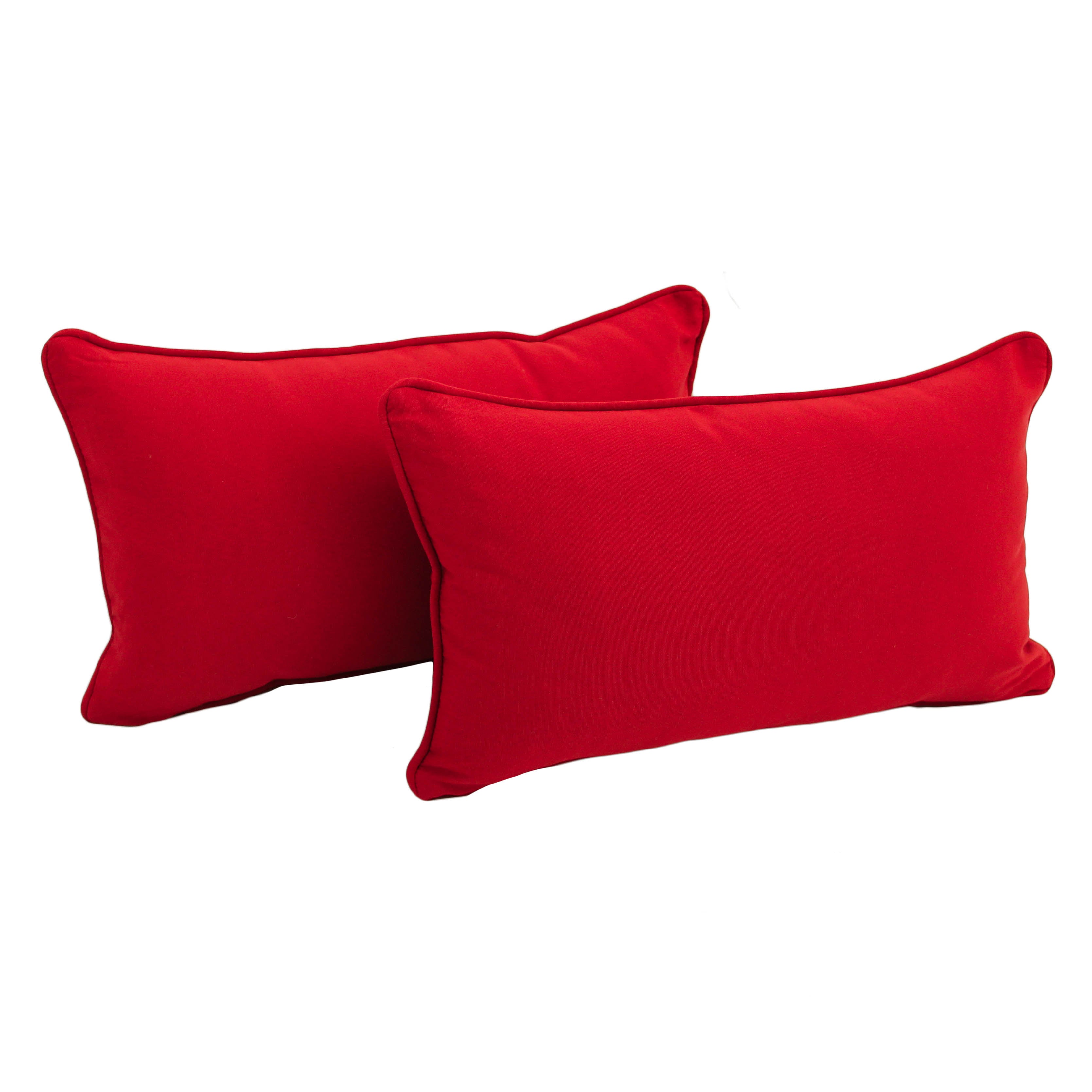 20-inch by 12-inch Double-corded Solid Twill Back Support Pillows with Inserts (Set of 2) - Red