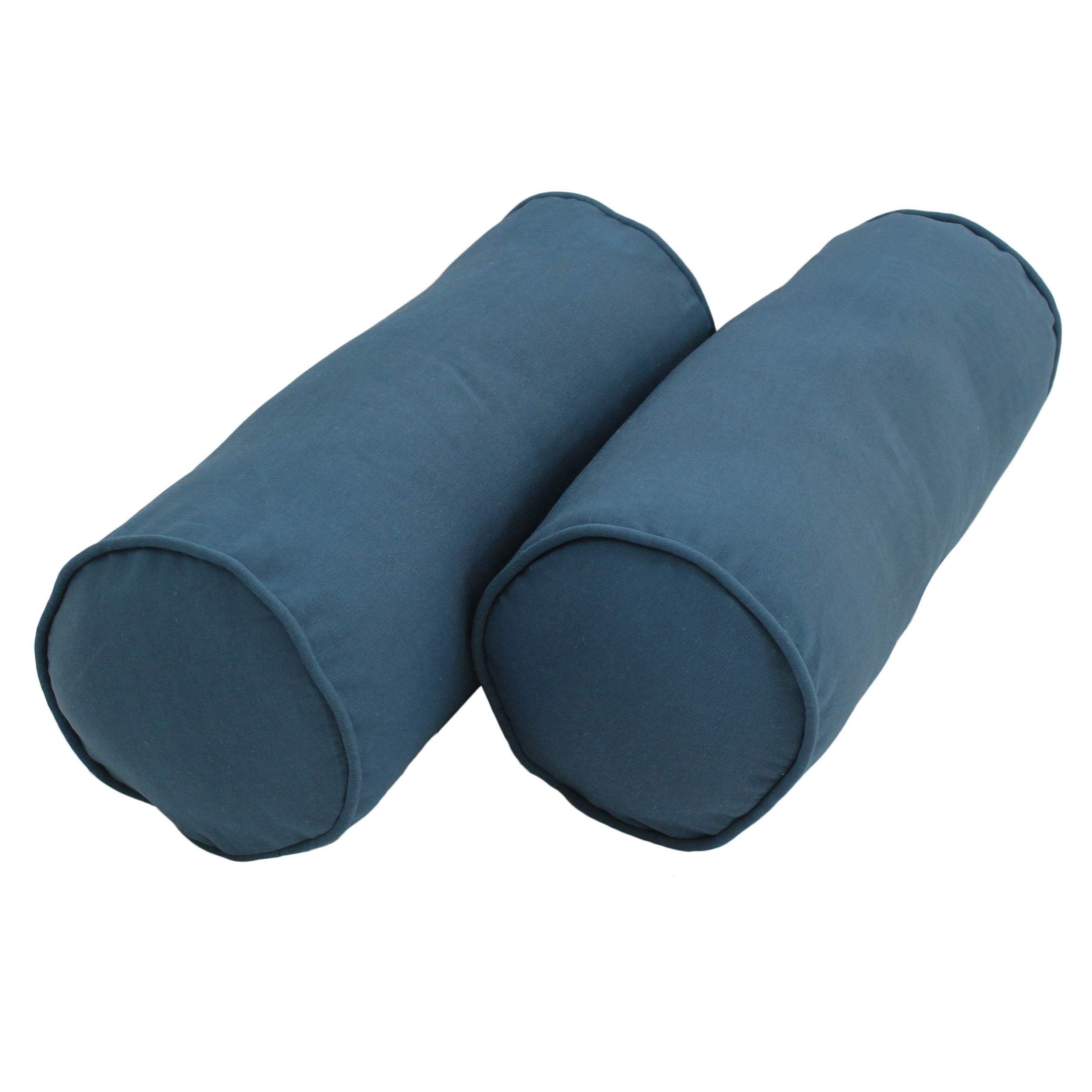 20-inch by 8-inch Double-corded Solid Twill Bolster Pillows with Inserts (Set of 2) - Indigo