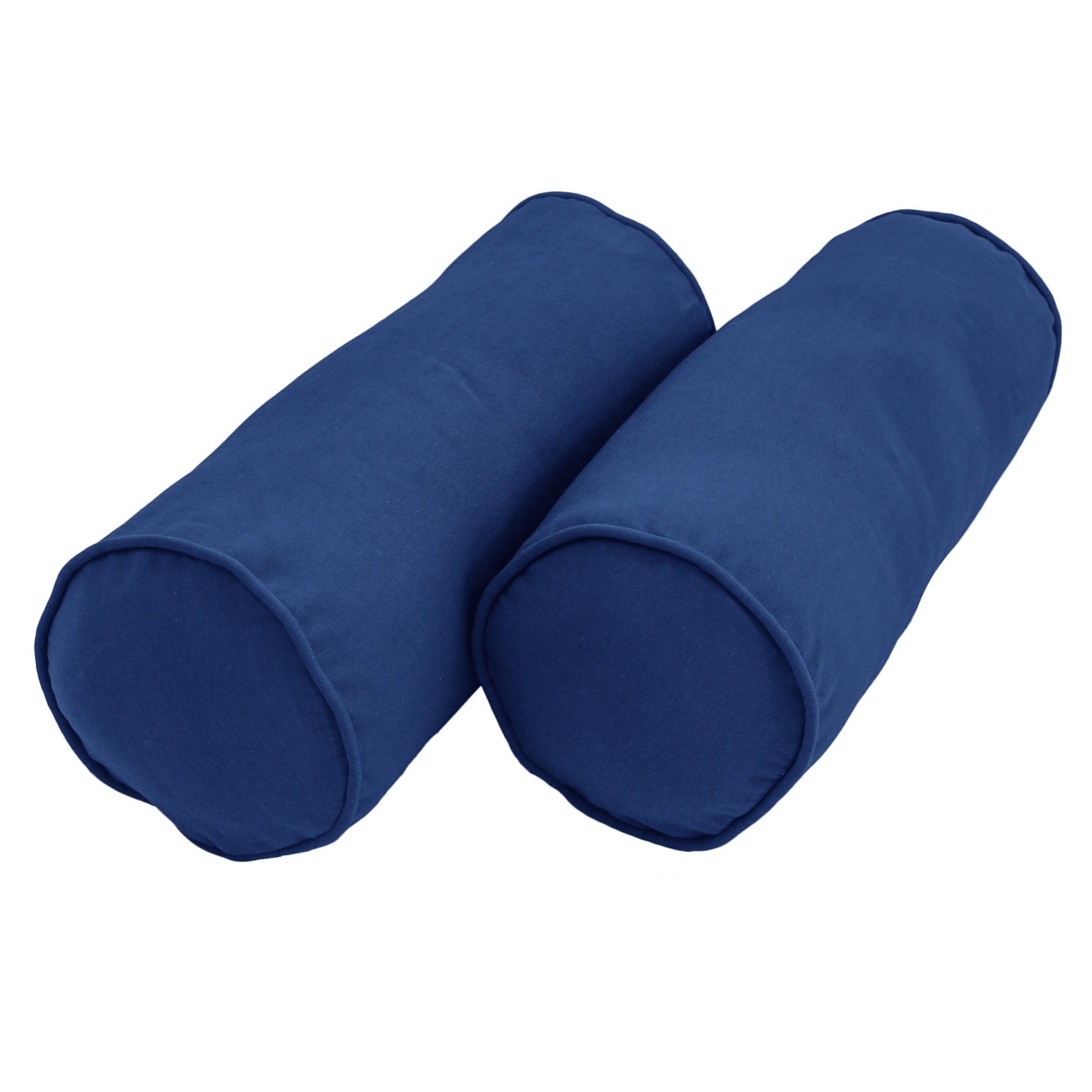 20-inch by 8-inch Double-corded Solid Twill Bolster Pillows with Inserts (Set of 2) - Royal Blue
