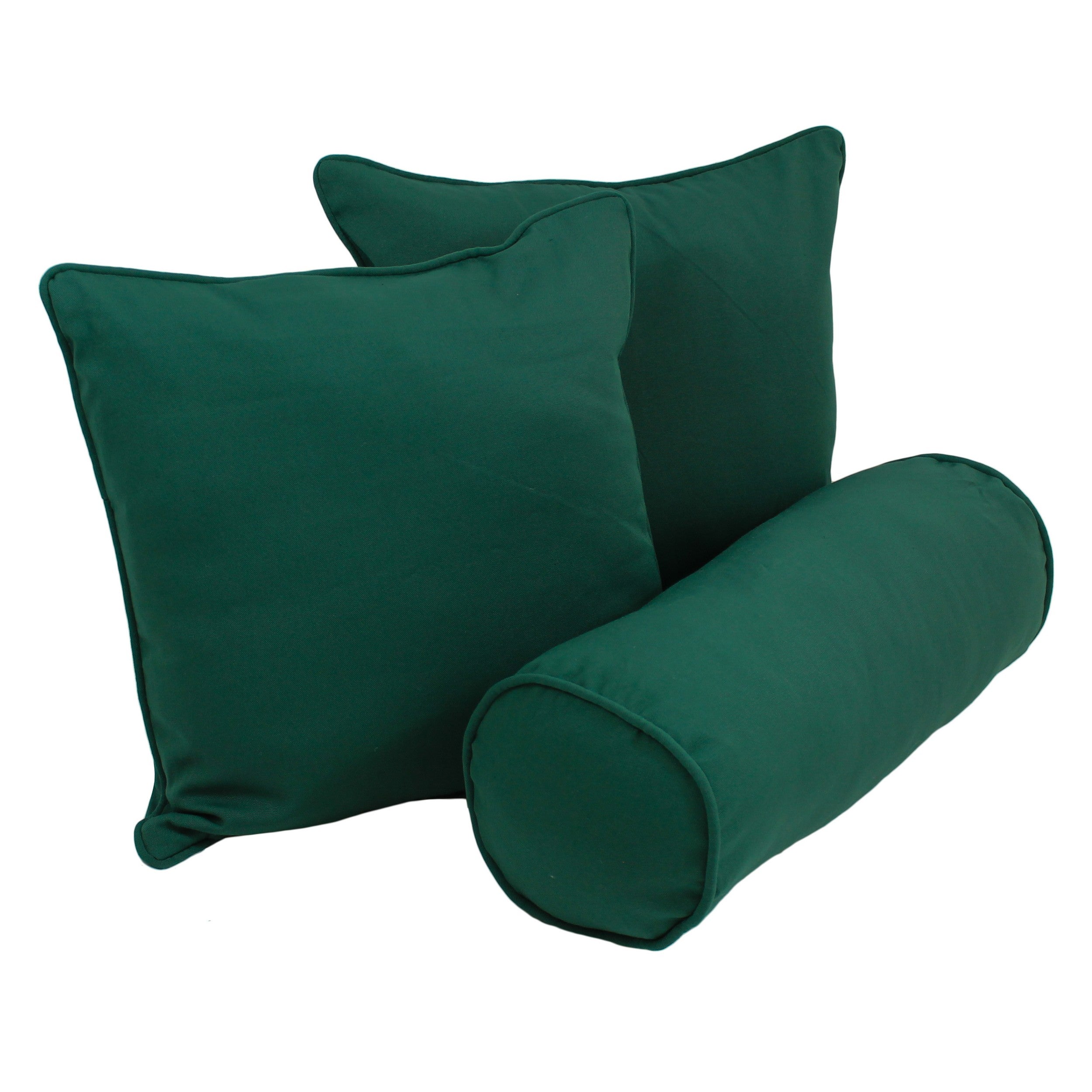 Double-corded Solid Twill Throw Pillows with Inserts (Set of 3) - Forest Green
