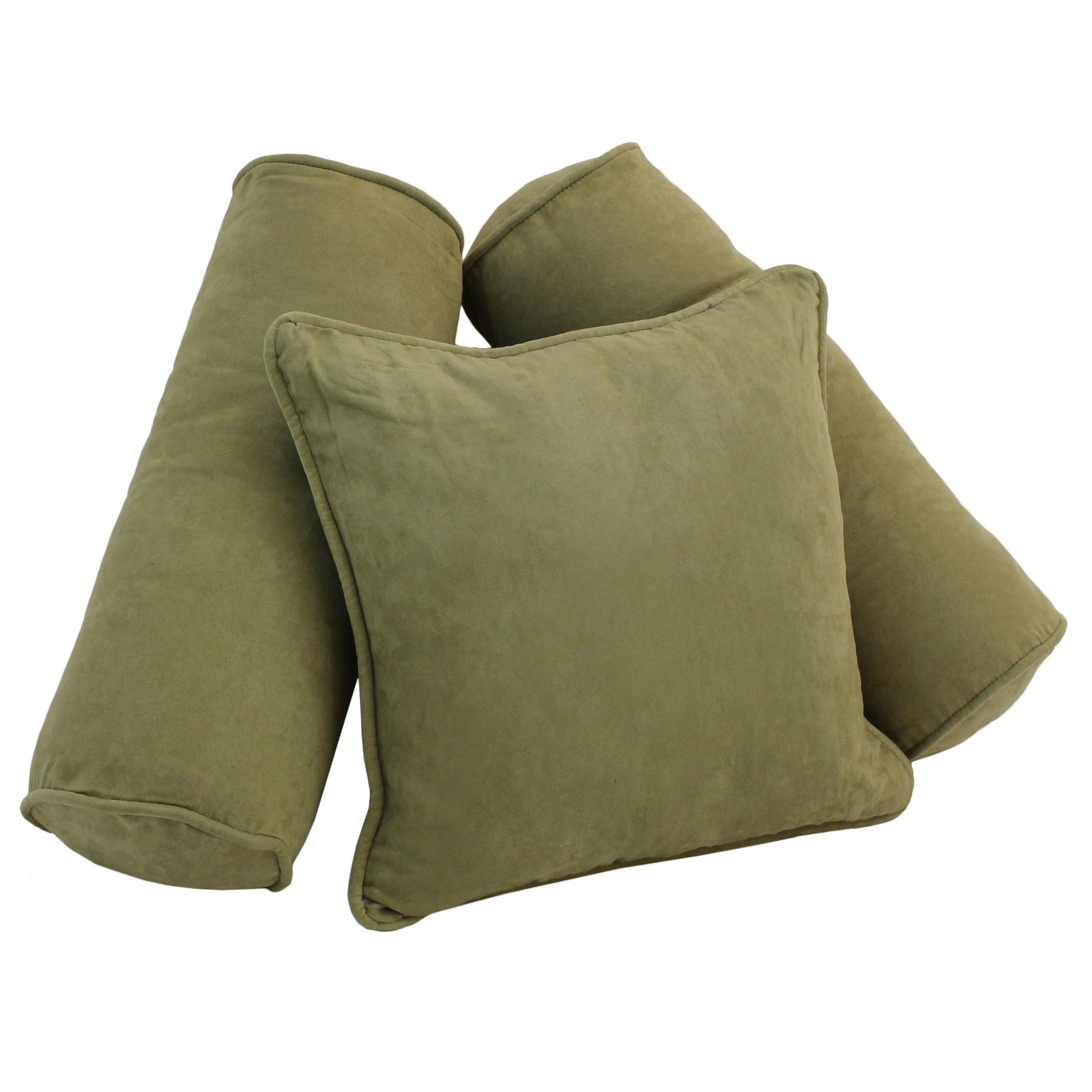 Double-corded Solid Microsuede Throw Pillows with Inserts (Set of 3) - Sage Green