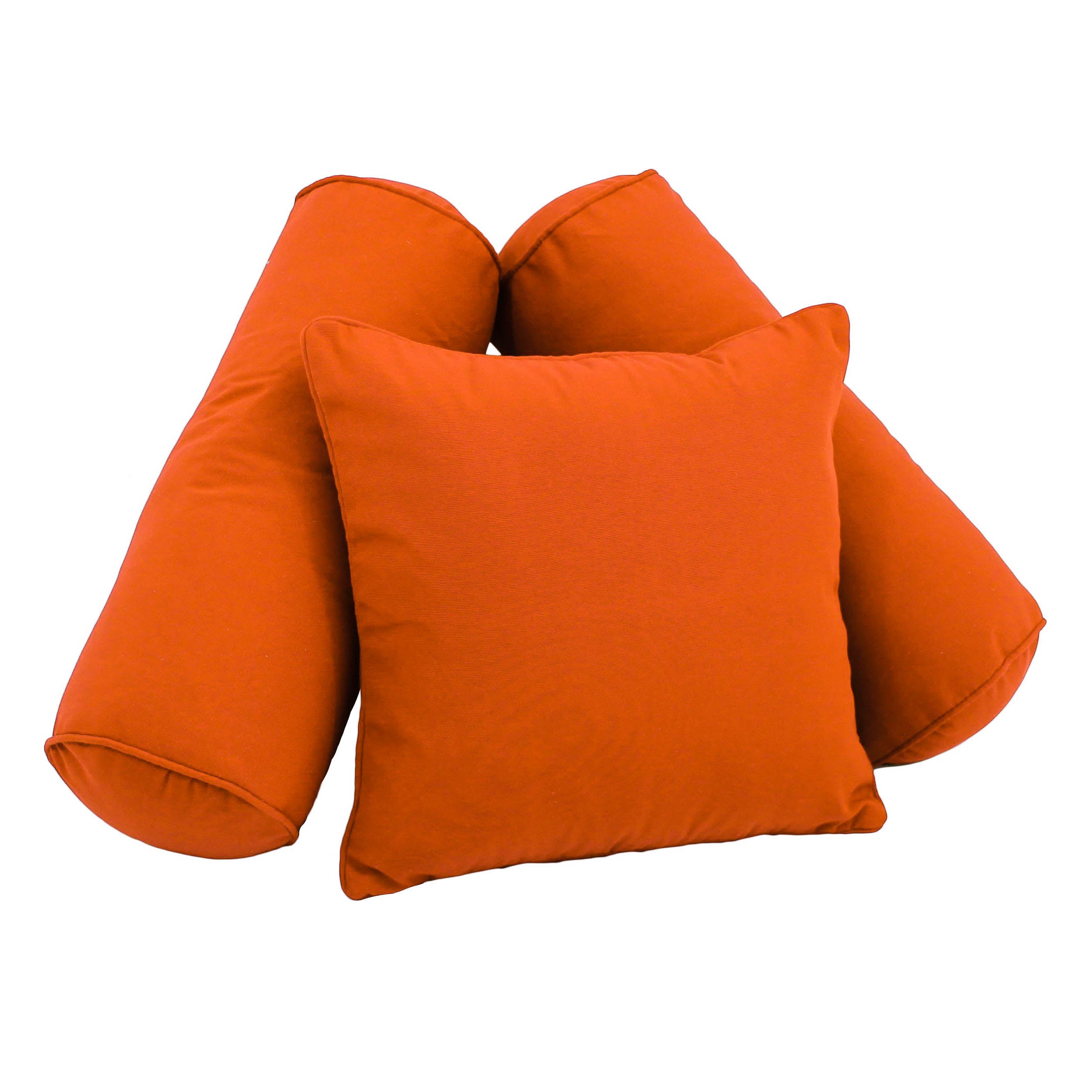 Double-corded Solid Twill Throw Pillows with Inserts (Set of 3) - Tangerine Dream