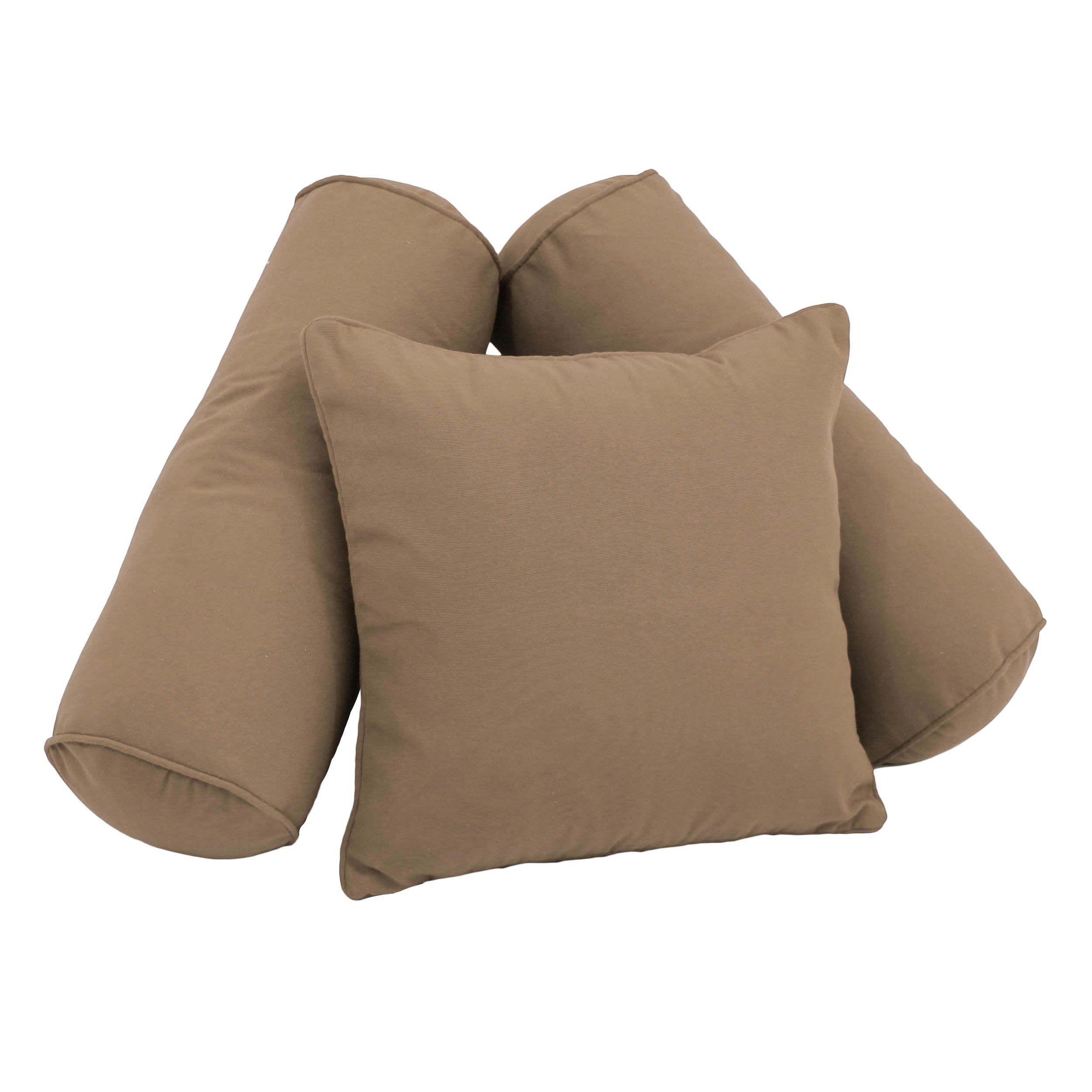 Double-corded Solid Twill Throw Pillows with Inserts (Set of 3) - Toffee