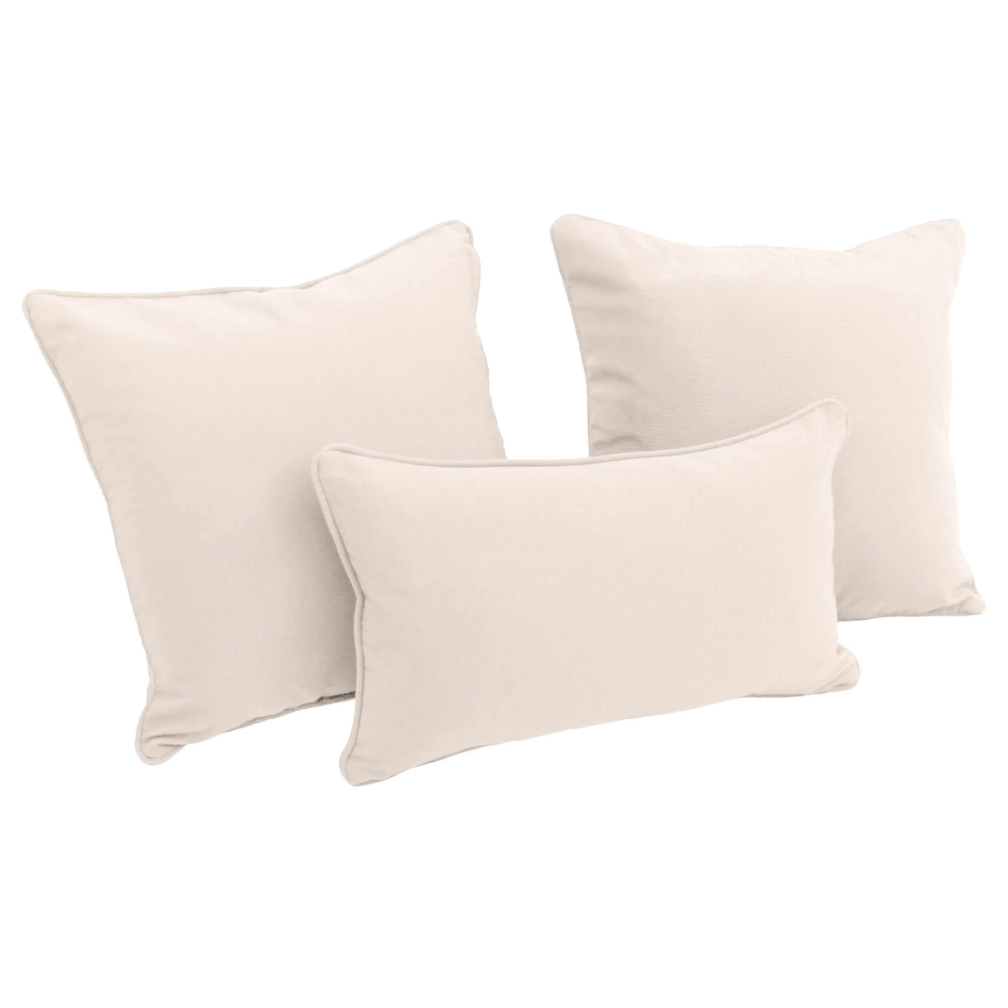 Double-corded Solid Twill Throw Pillows with Inserts (Set of 3) - Natural