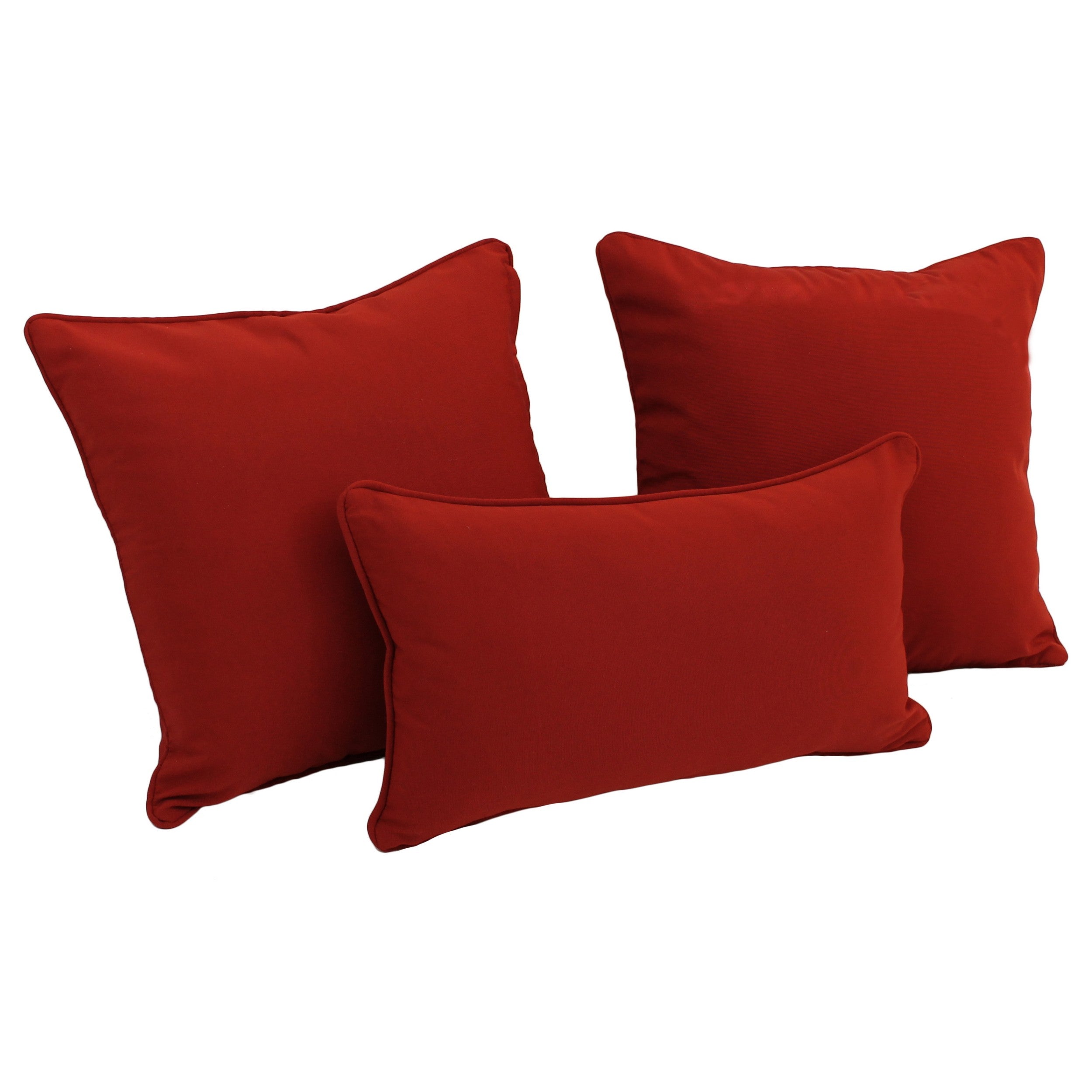 Double-corded Solid Twill Throw Pillows with Inserts (Set of 3) - Ruby Red