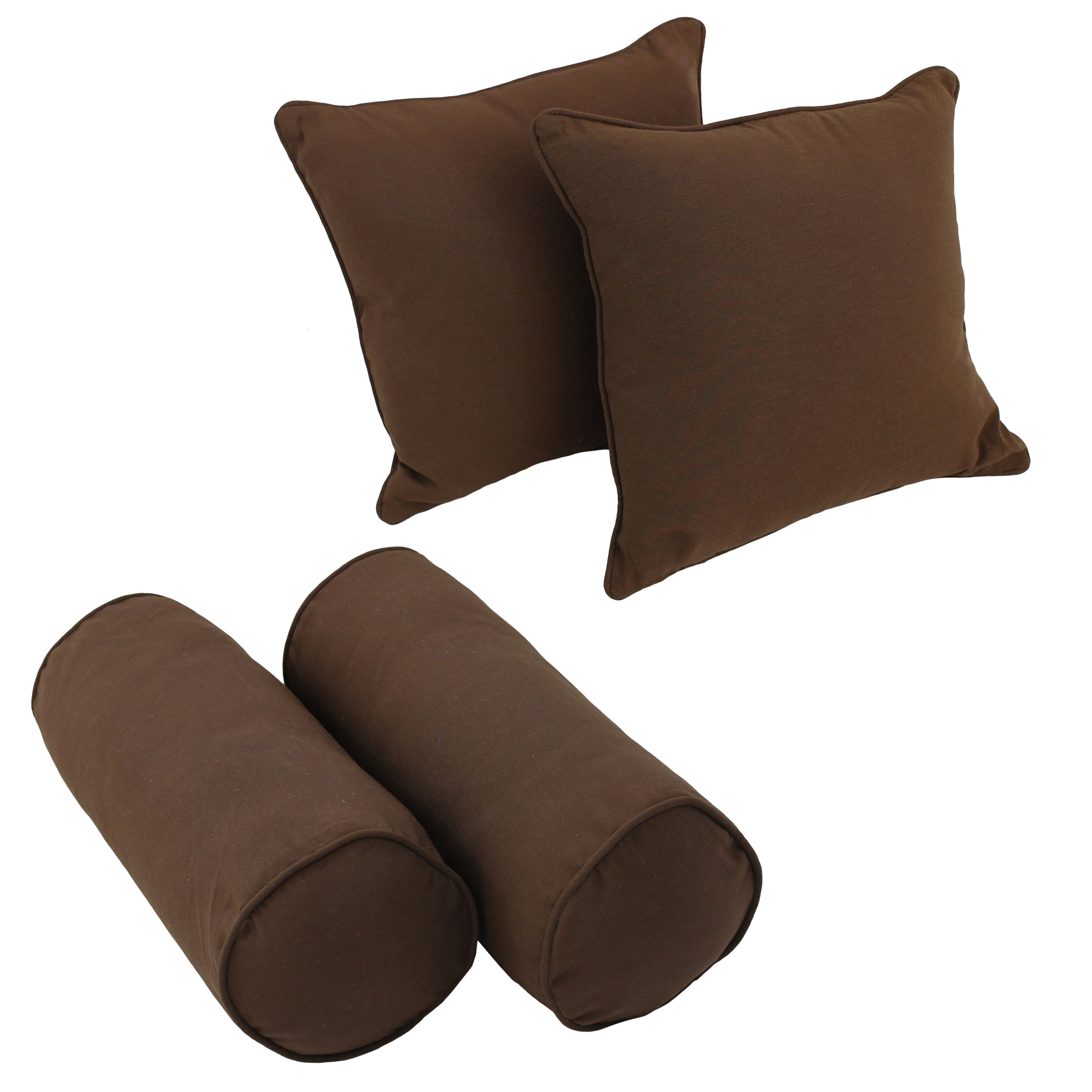 Double-corded Solid Twill Throw Pillows with Inserts (Set of 4) - Chocolate
