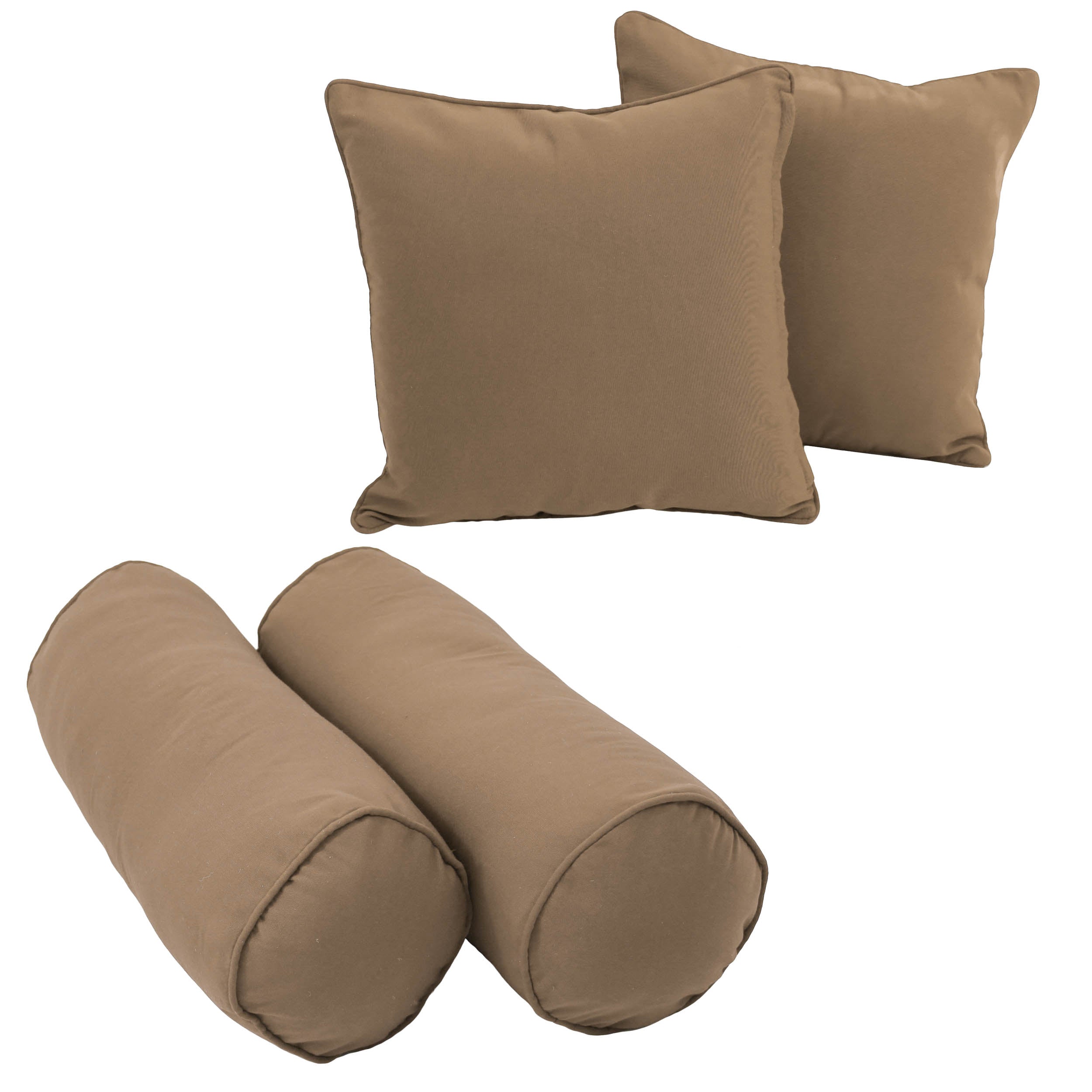 Double-corded Solid Twill Throw Pillows with Inserts (Set of 4) - Toffee