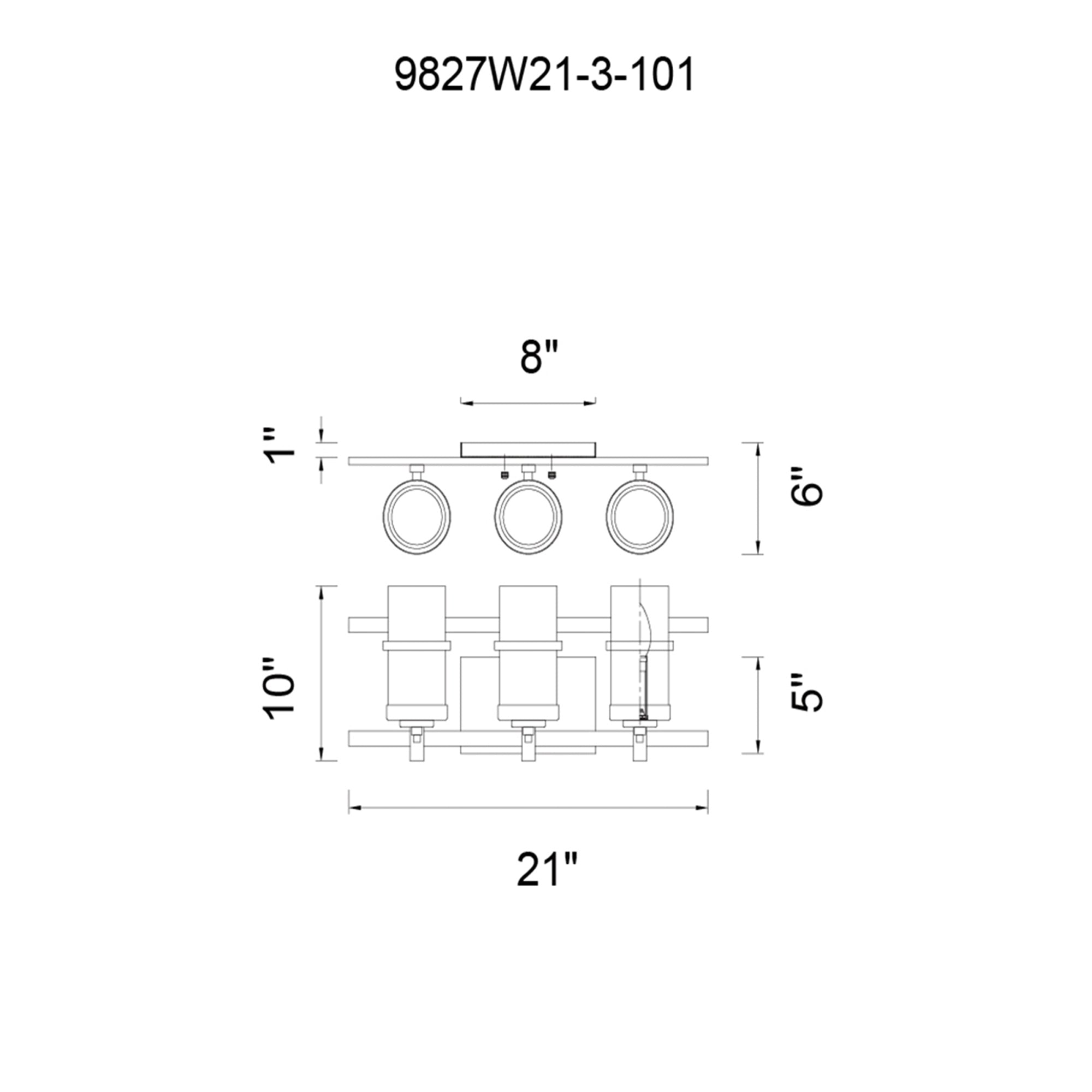 3 Light Wall Sconce With Black Finish