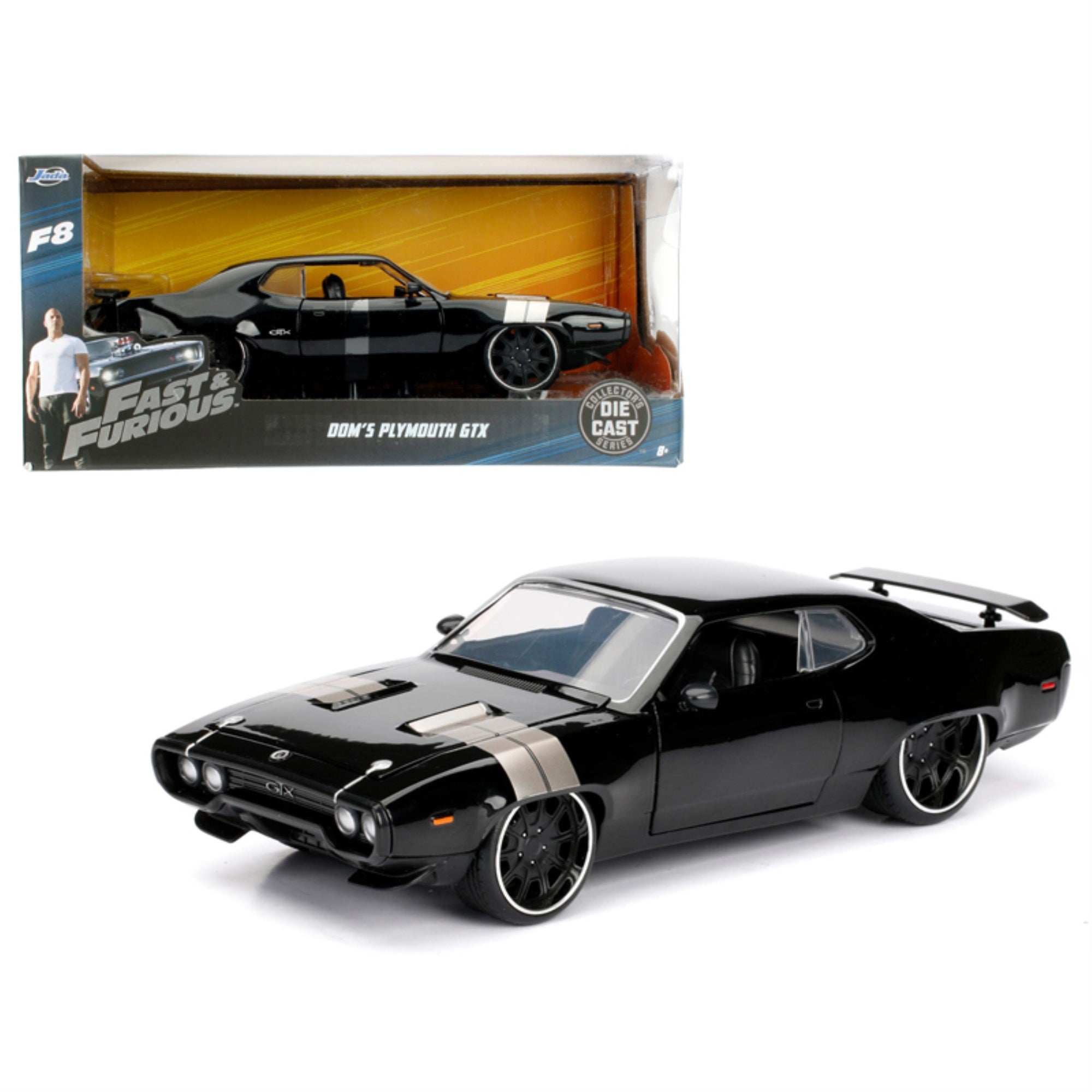 Dom'S Plymouth Gtx Fast & Furious F8 'The Fate Of The Furious' Movie 1/24 Diecast Model Car  By Jada