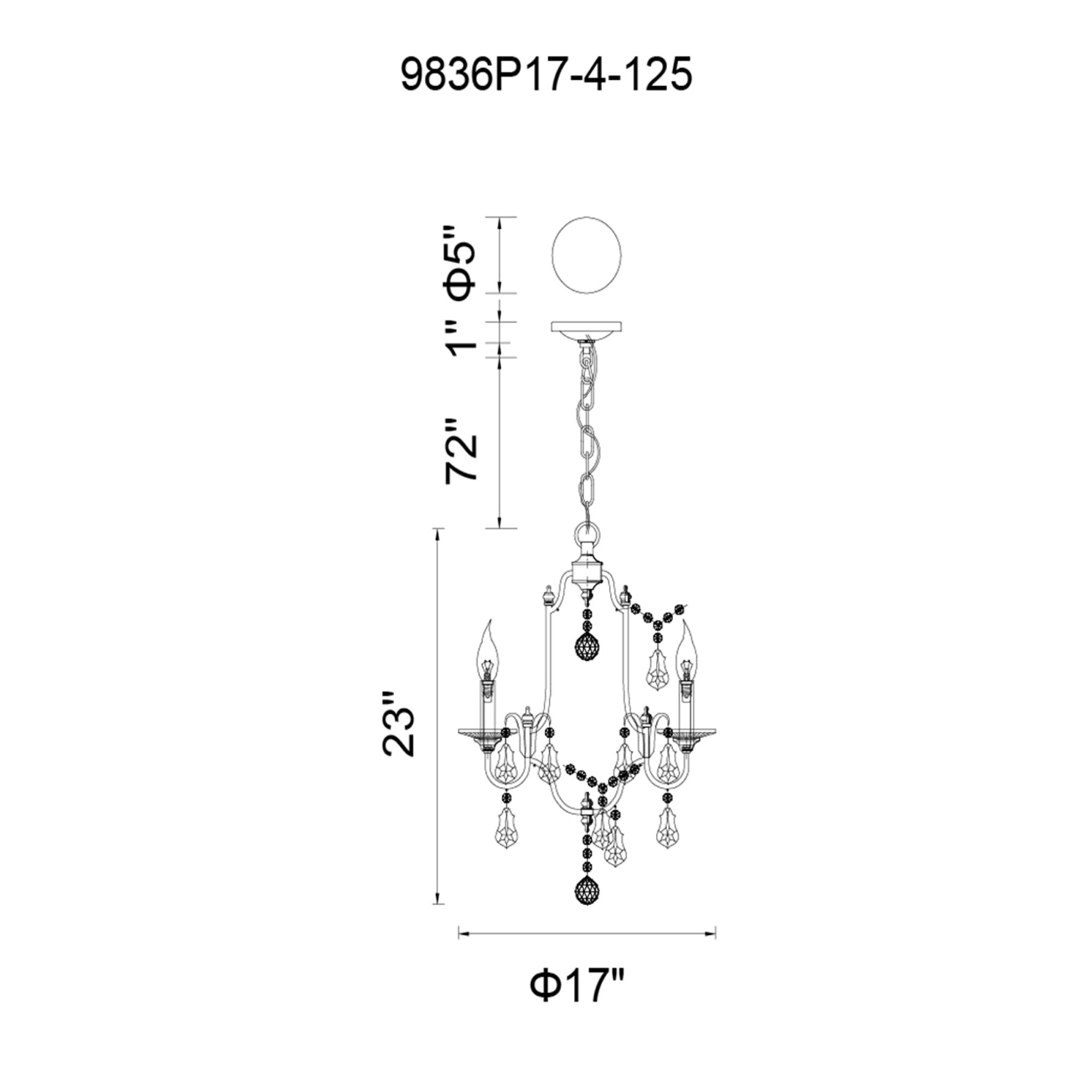 4 Light Up Chandelier With Oxidized Bronze Finish