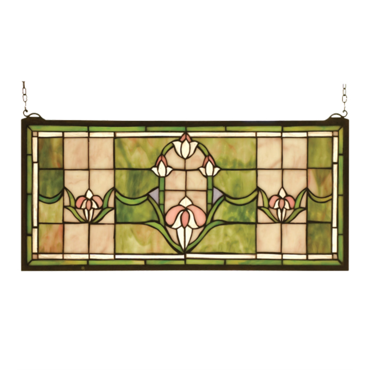 24'W X 11'H Tulips Transom Stained Glass Window