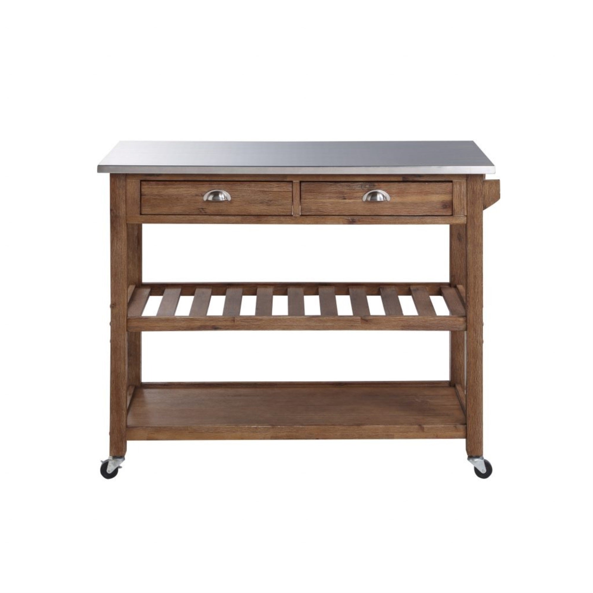 Sonoma Kitchen Cart With Stainless Steel Top [Barnwood Wire-Brush]