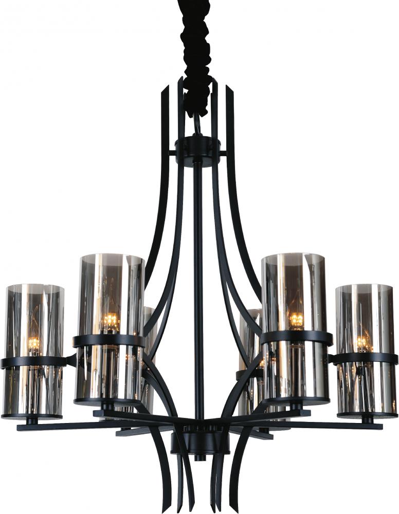 6 Light Up Chandelier With Black Finish