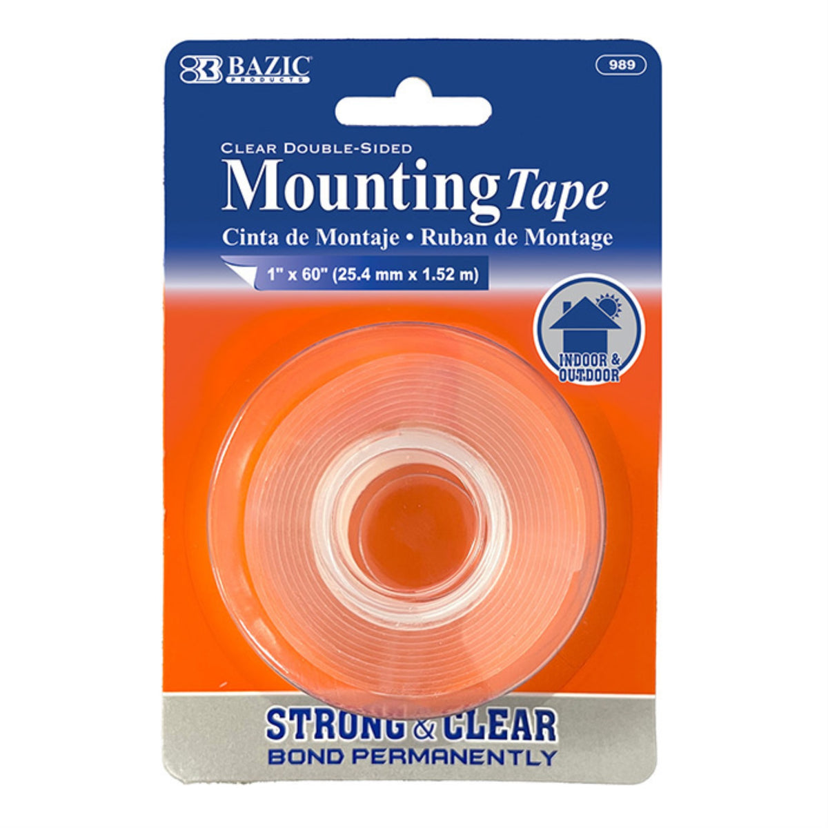 Bazic 1' X 60' Double Sided Clear Mounting Tape