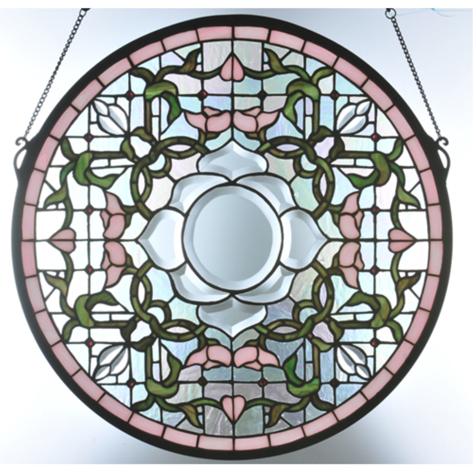 20'W X 20'H Tulip Bevel Medallion Stained Glass Window