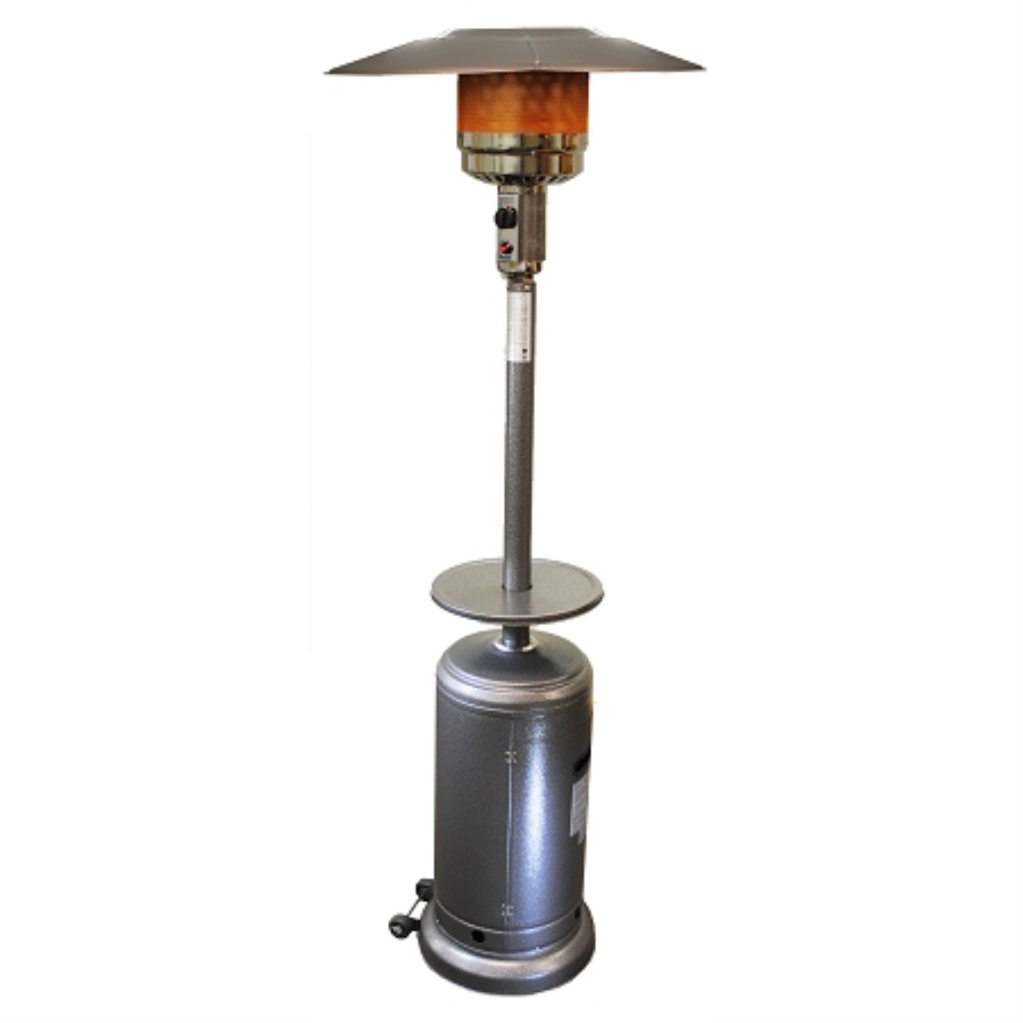 SUNHEAT Classic Umbrella Design Commercial Portable Propane Patio Heater with Drink Table - Hammered Silver