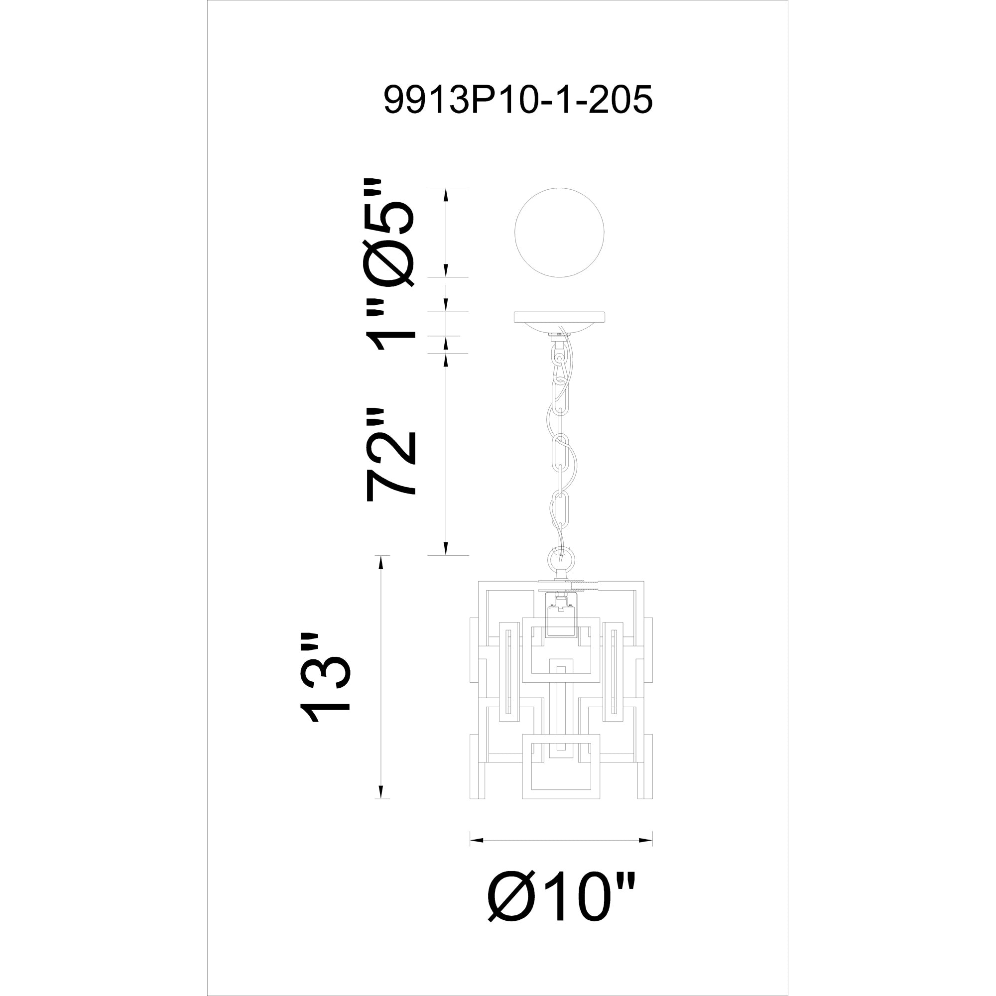 1 Light Down Chandelier With Brown Finish