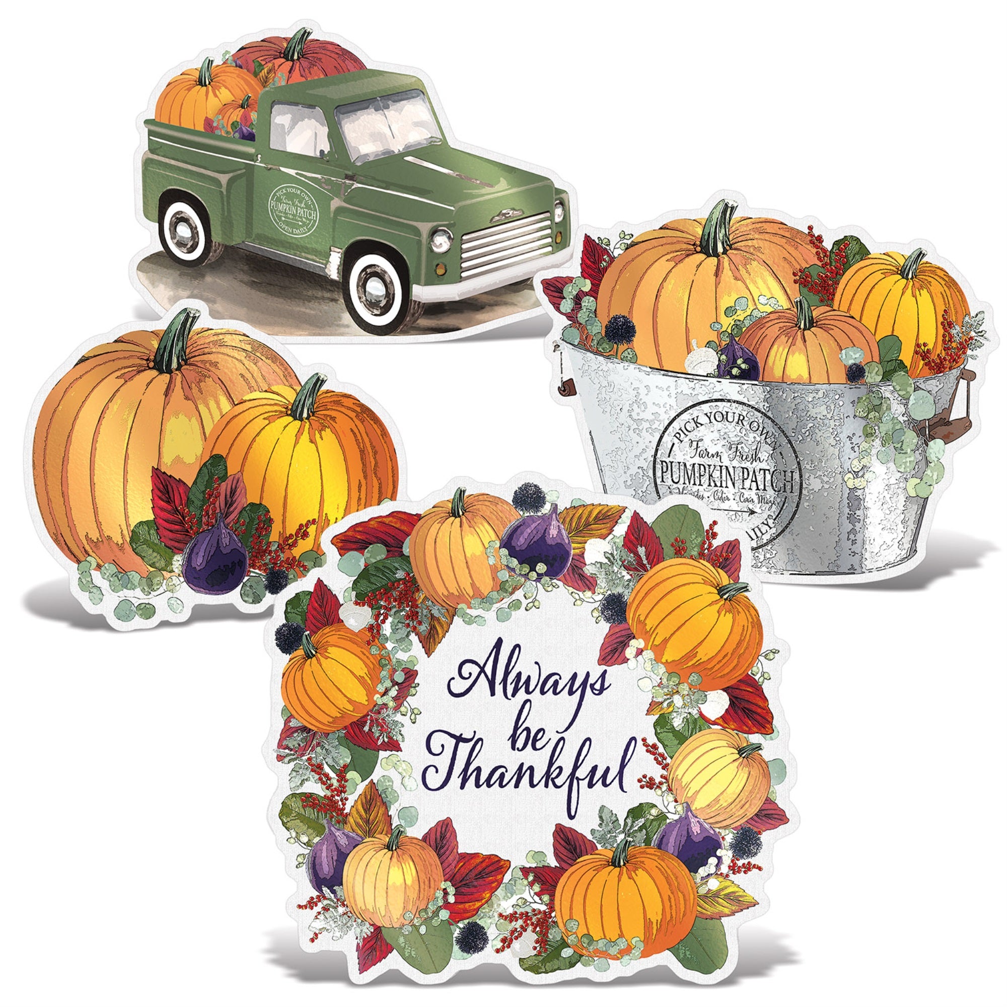 Foil Fall Thanksgiving Cutouts W/Easels, (Pack Of 12)