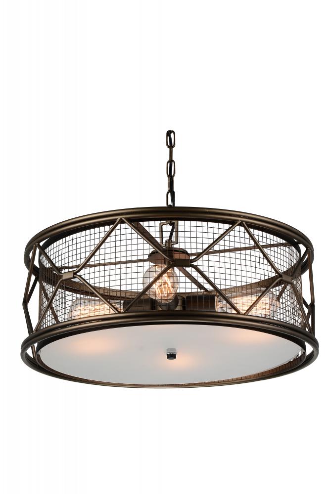 4 Light  Chandelier With Light Brown Finish