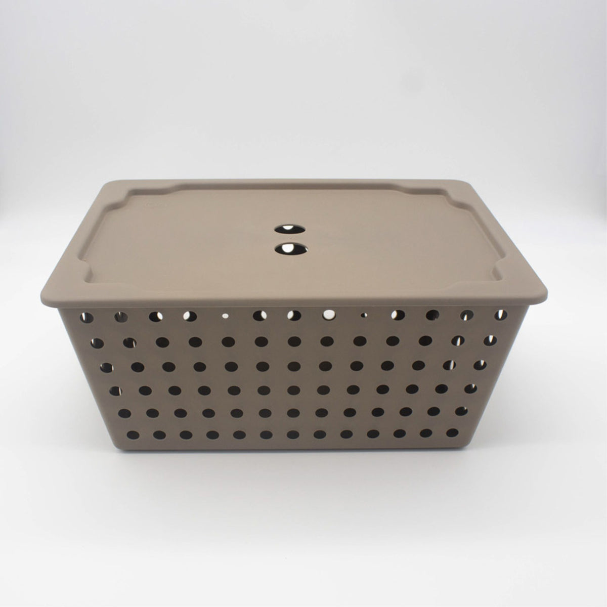 2-Pc Maxi Basket Set With Lid 15 X 11 X6 Warm Gray