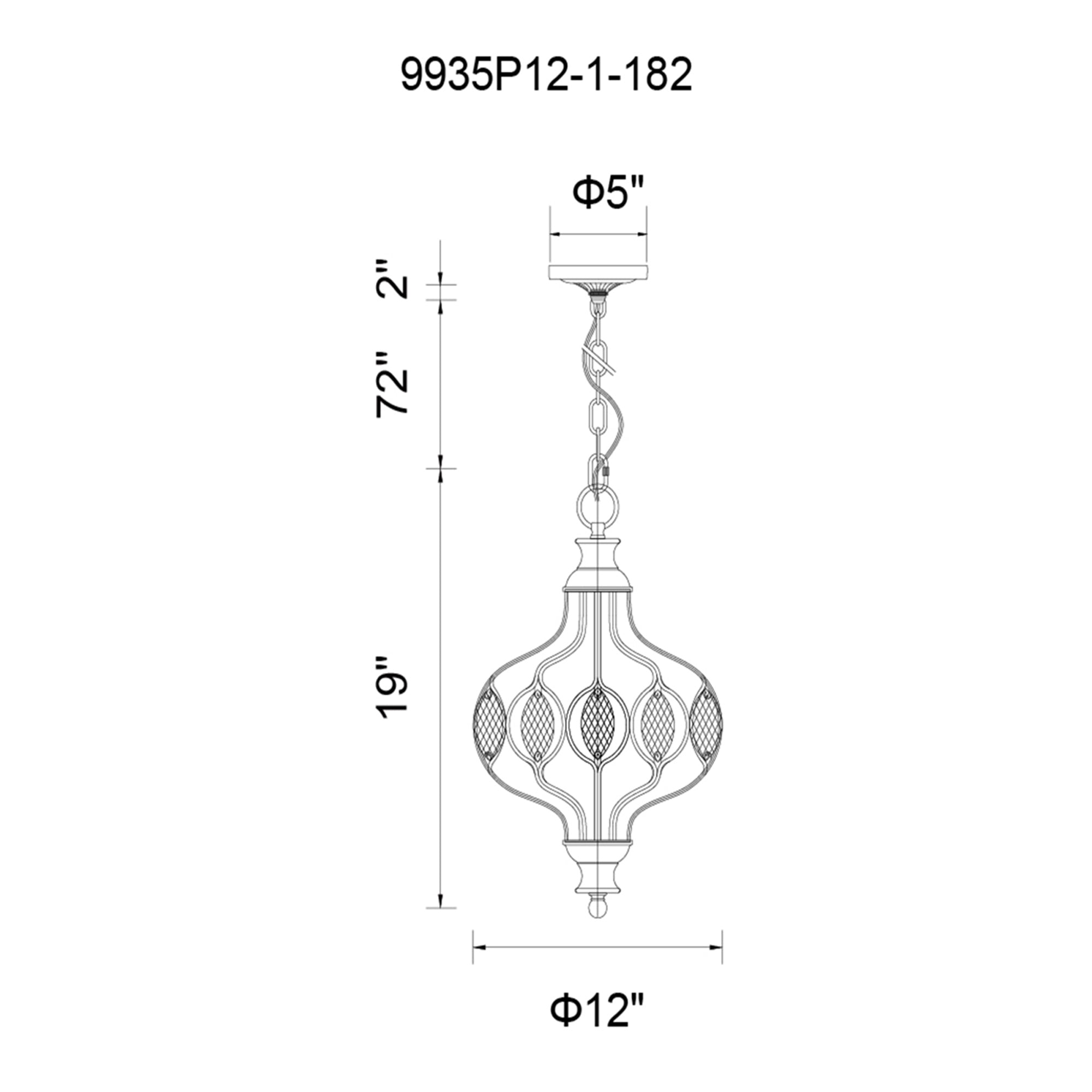 1 Light  Chandelier With Antique Bronze Finish