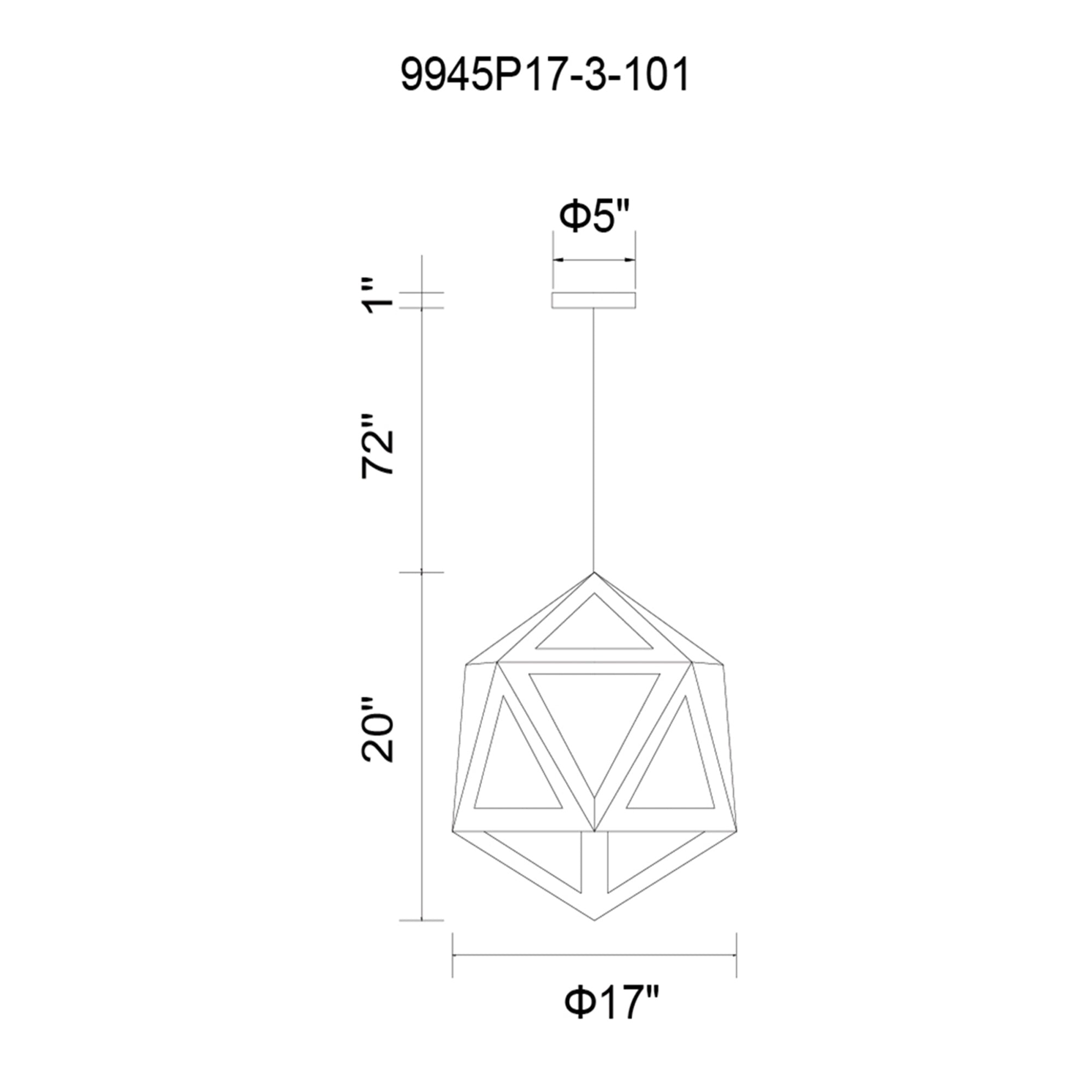 3 Light  Pendant With Black & Wood Finish