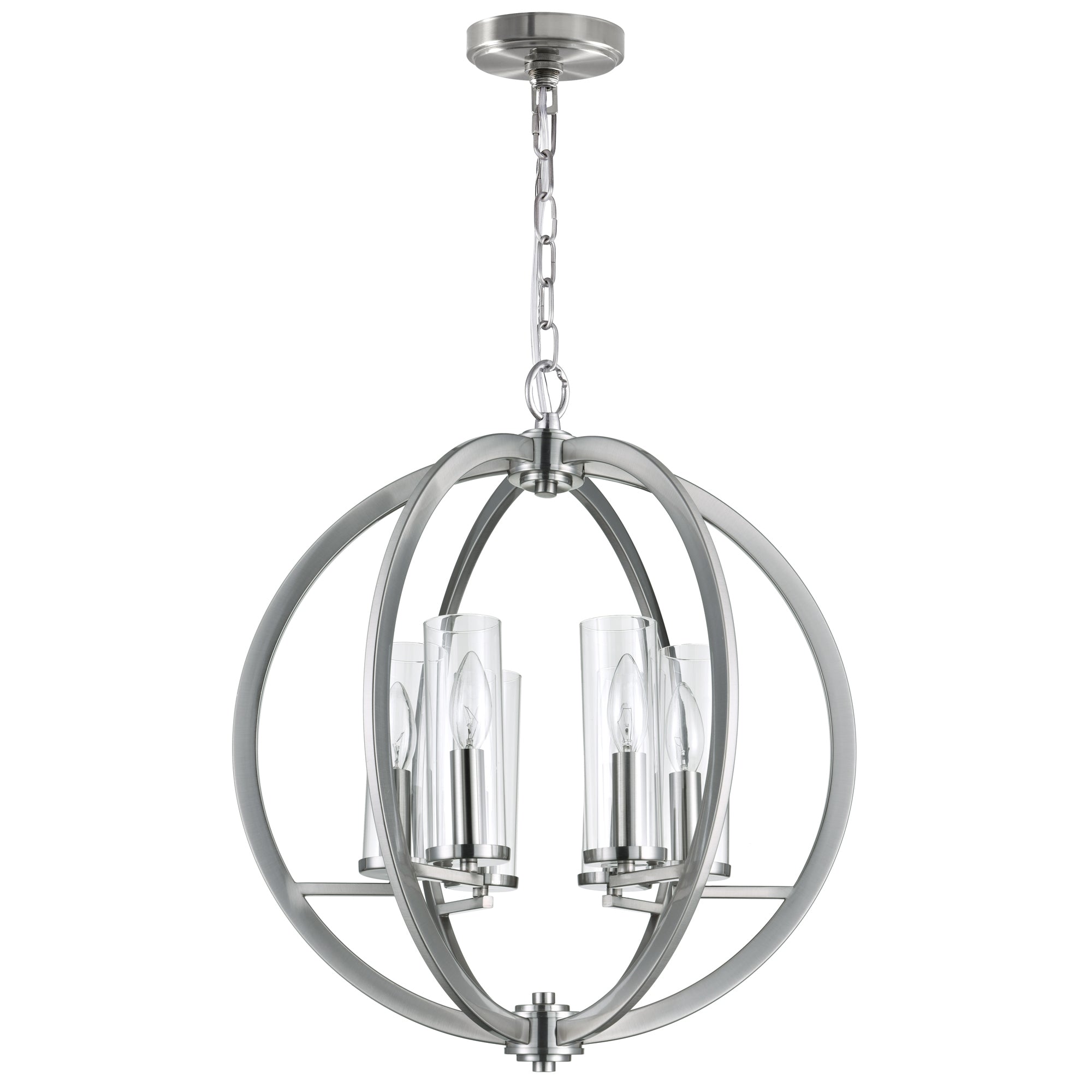 6 Light  Chandelier With Satin Nickel Finish