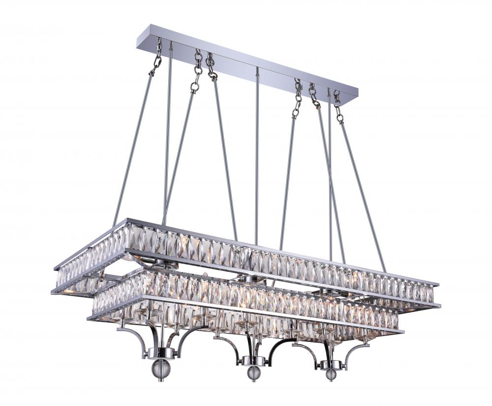 20 Light Island Chandelier With Chrome Finish