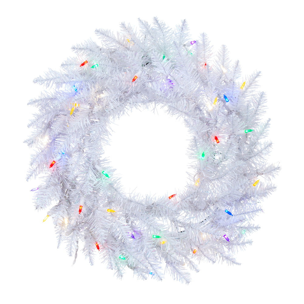 Vickerman 24″ Sparkle White Wreath 50LED Multi - A104226LED