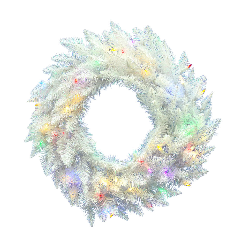 Vickerman 30″ Sparkle White Wreath 50LED Multi - A104232LED