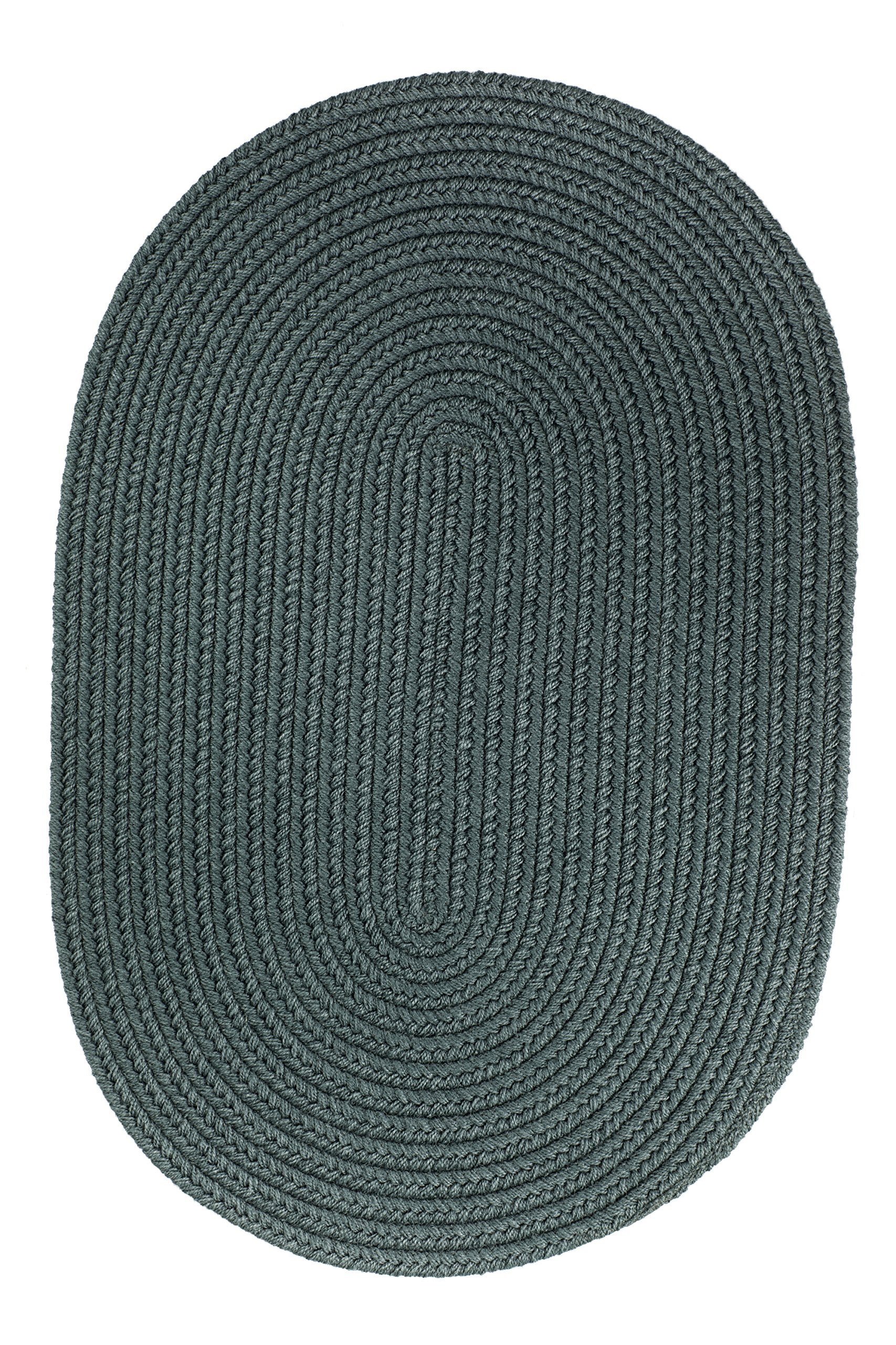 Rhody Rug S034R024X072 Braided Area Rugs, Teal, 2 x 6