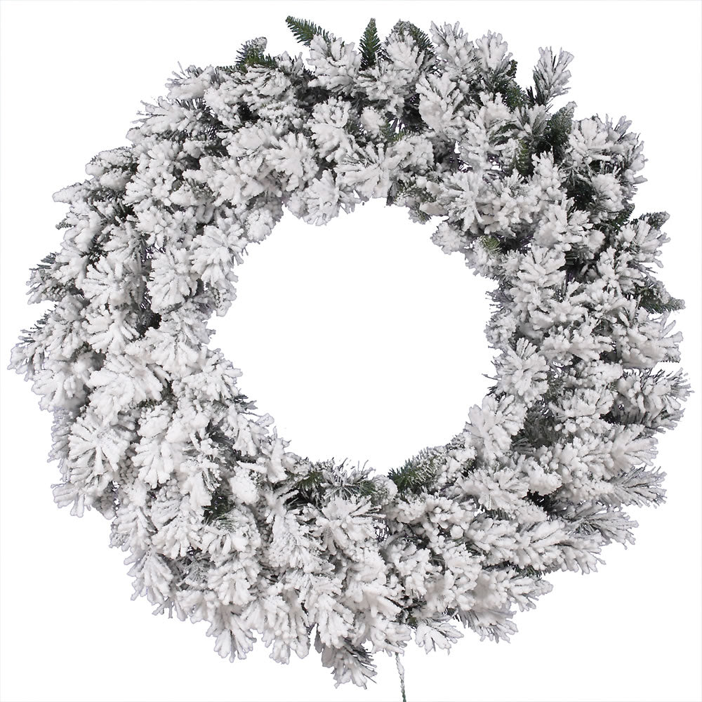 Vickerman 36″ Flocked Snow Ridge Wreath 160T - A128236