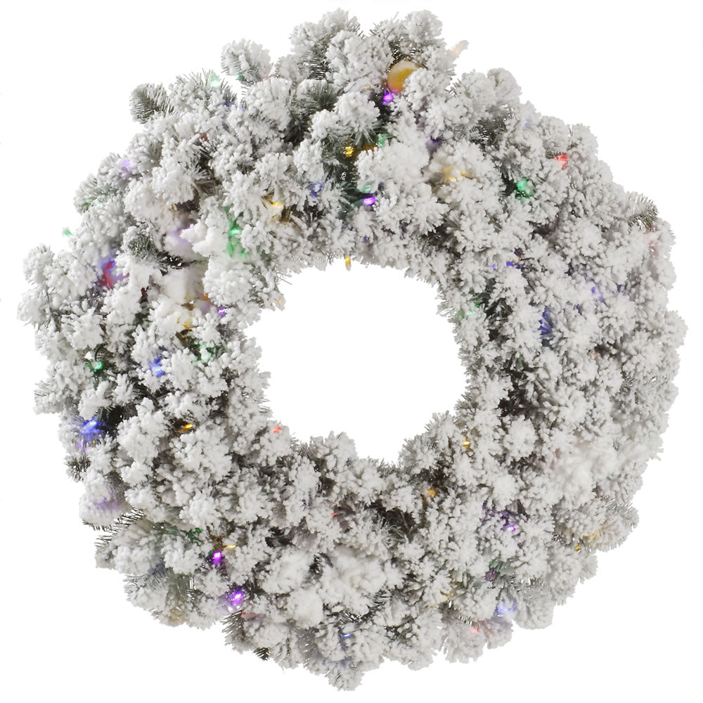 Vickerman 36″ Flocked Kodiak Wreath 100Mu+15G40LED - A146938LED