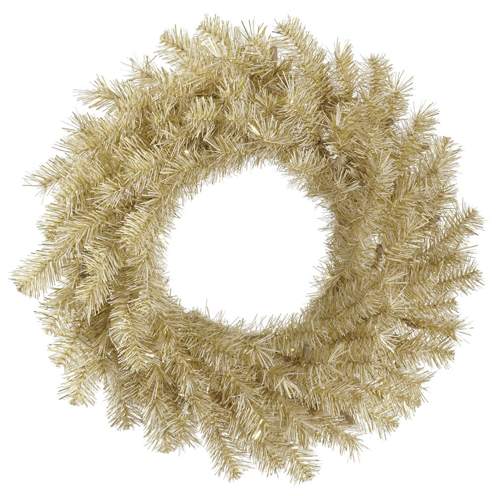 Vickerman 48″ White/Gold Tinsel Wreath 300T - A148147