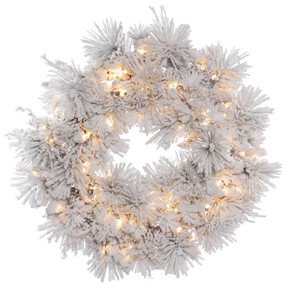Vickerman 30″ Flk Alberta Wreath w/Cones Dura 50CL - A155331