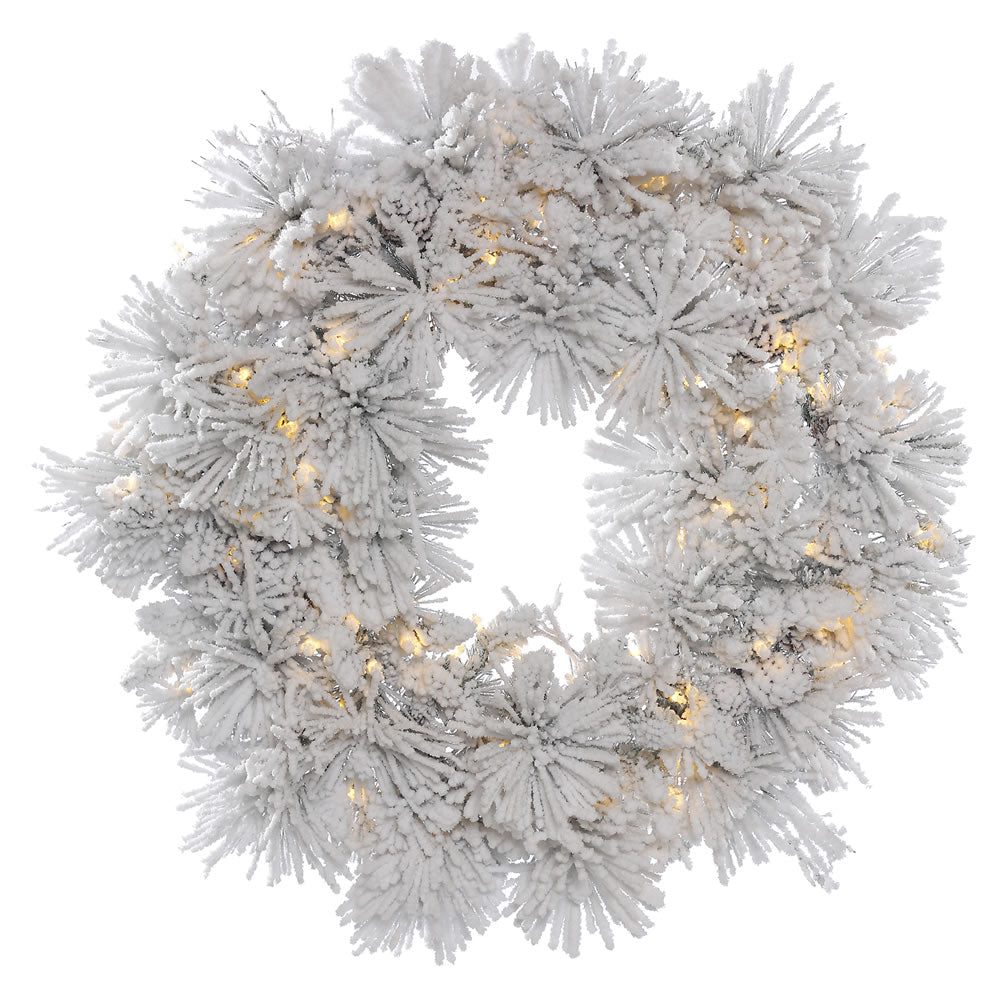 Vickerman 30″ Flk Alberta Wreath w/Cone 50LEDWmWht - A155331LED