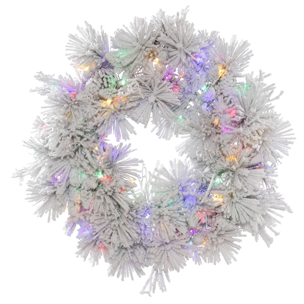 Vickerman 30″ Flk Alberta Wreath w/Cone 50LEDMulti - A155332LED