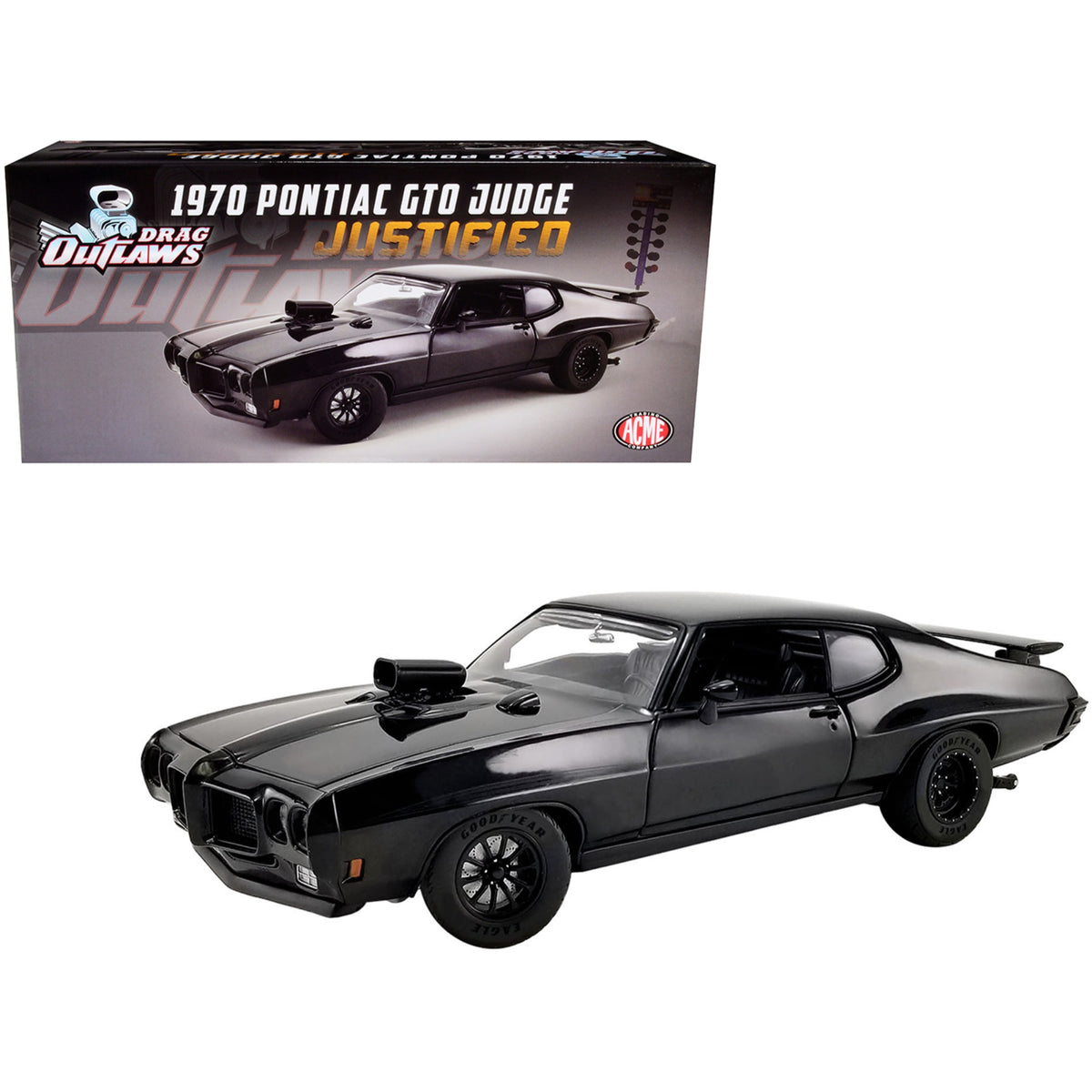 1970 Pontiac Gto Judge 'Justified' Black 'Drag Outlaws' Series Limited Edition To 564 Pieces Worldwide 1/18 Diecast Model Car By Acme