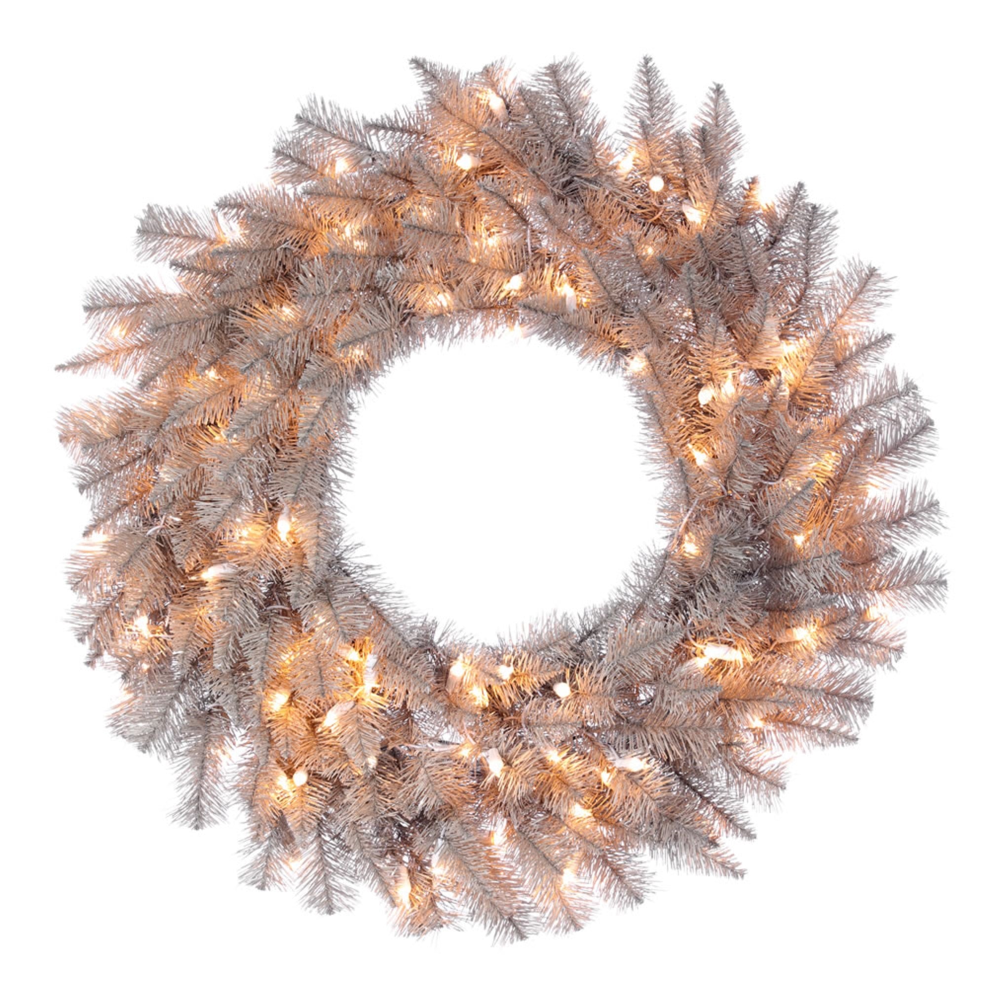 36” Platinum Fir Wreath DuraLit 150CL
