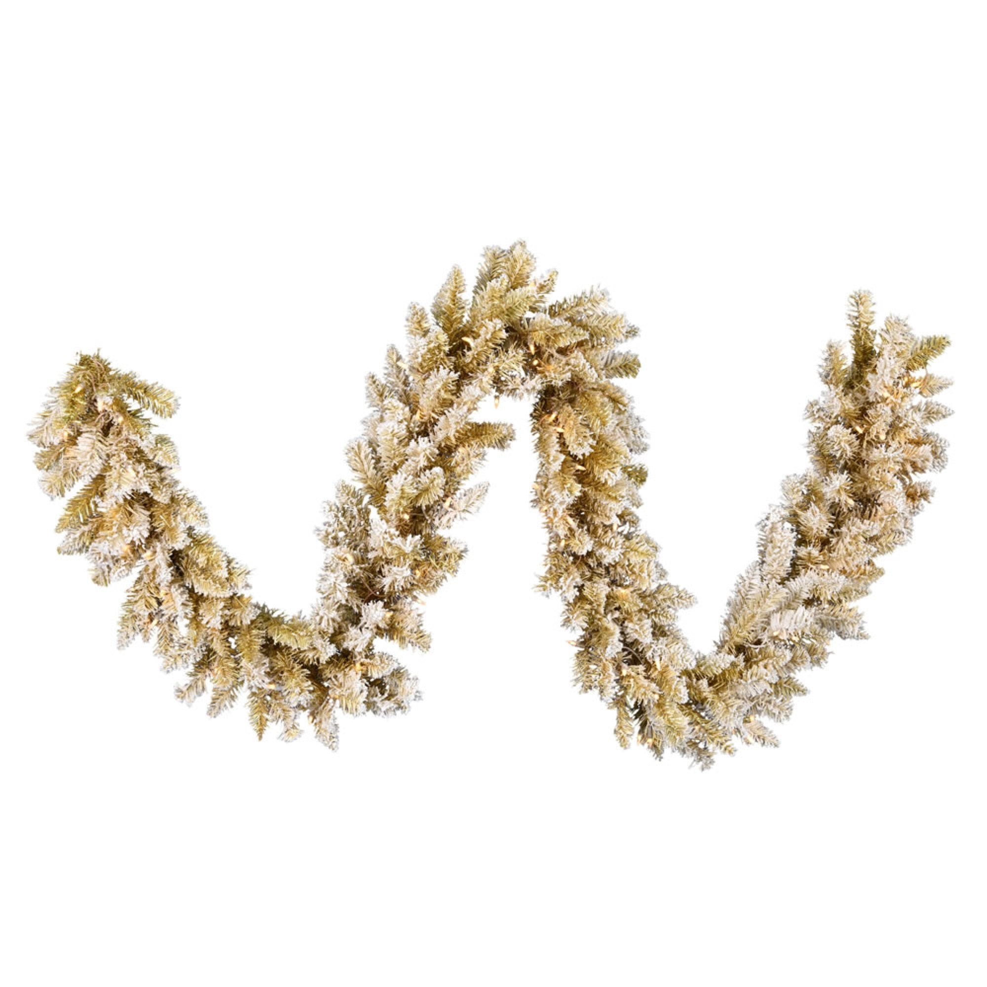 9' x 14” Frosted Gold Garland LED 100WW