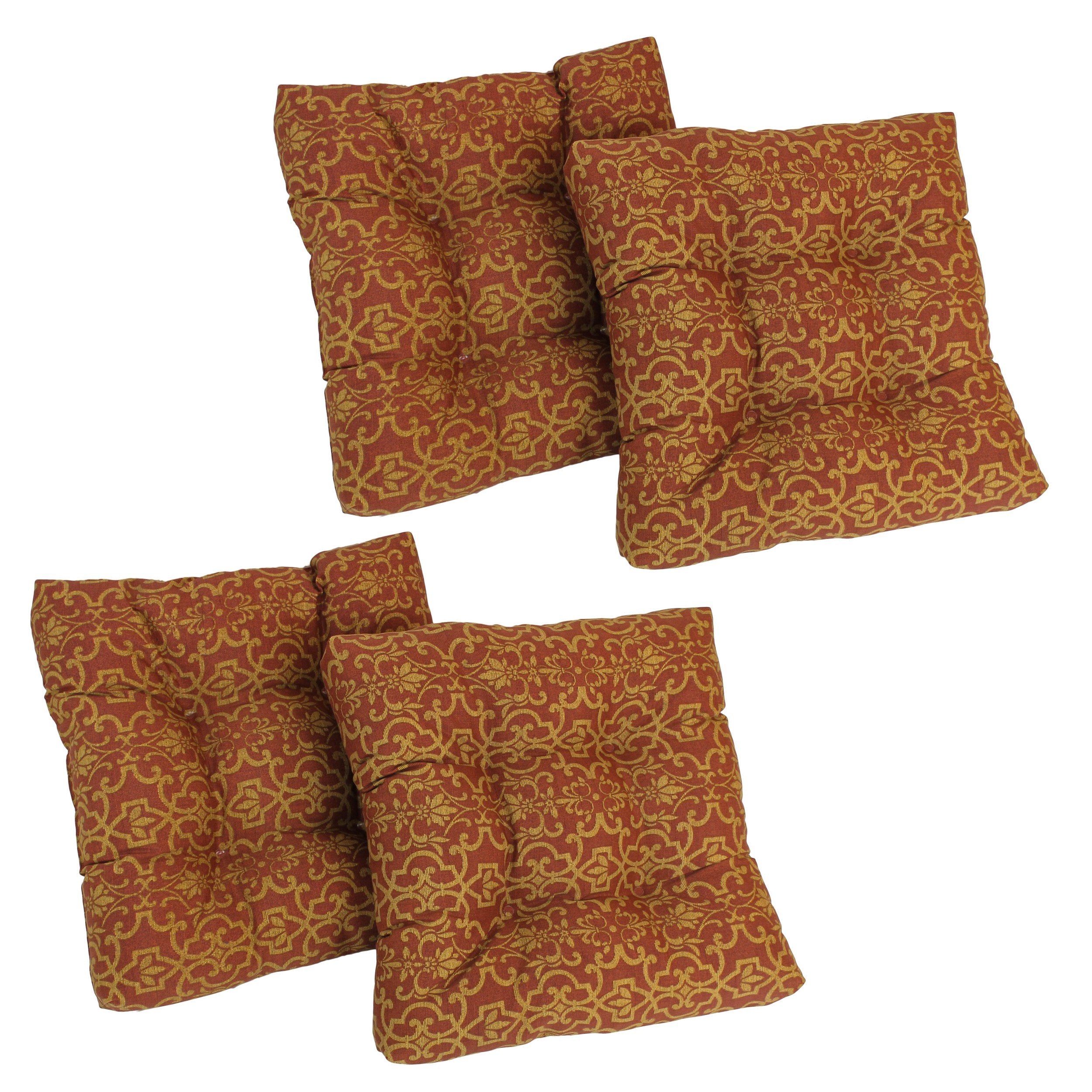 19-inch Squared Spun Polyester Tufted Dining Chair Cushion (Set of Two) - Vanya Paprika