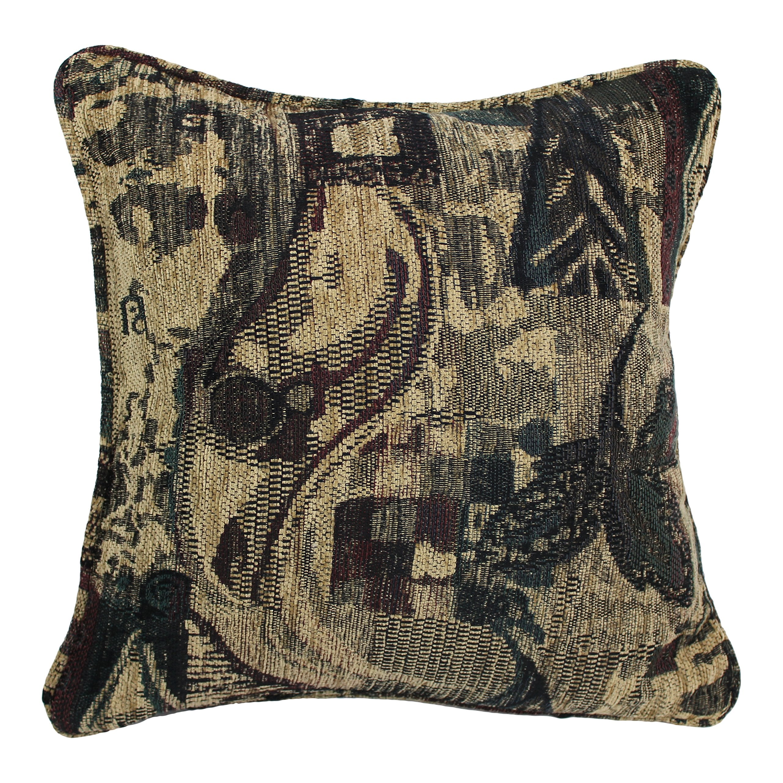 18-inch Double-corded Square Patterned Jacquard Chenille Throw PIllow with Insert - Antiquity