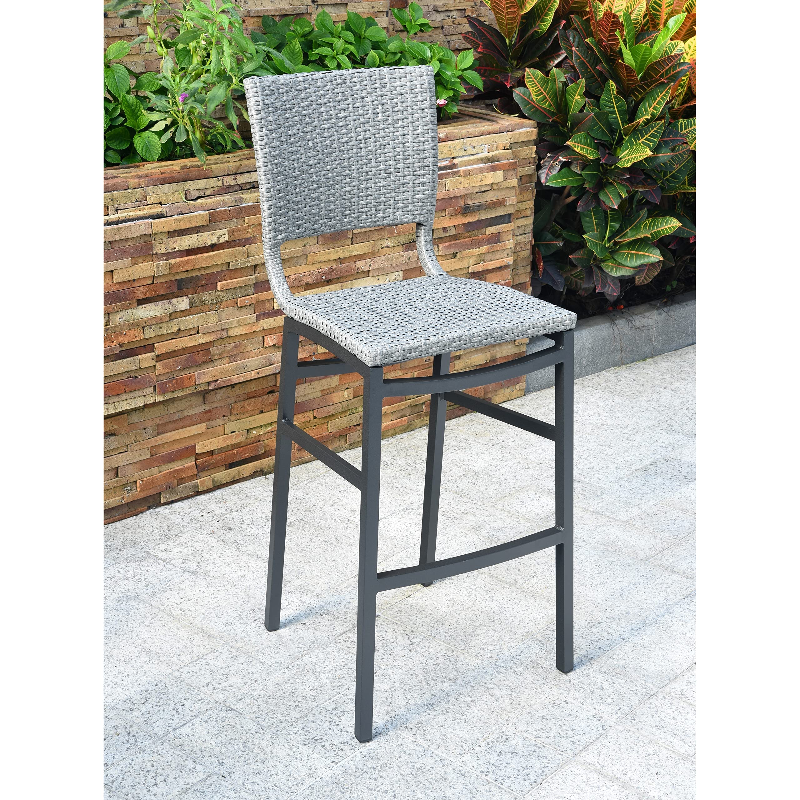 Barcelona Resin Wicker/ Aluminum Outdoor Bar Height Stools (Set of 2) - Grey