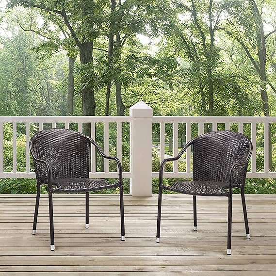 Palm Harbor Outdoor Wicker Stackable Chairs - Set Of 2 Brown