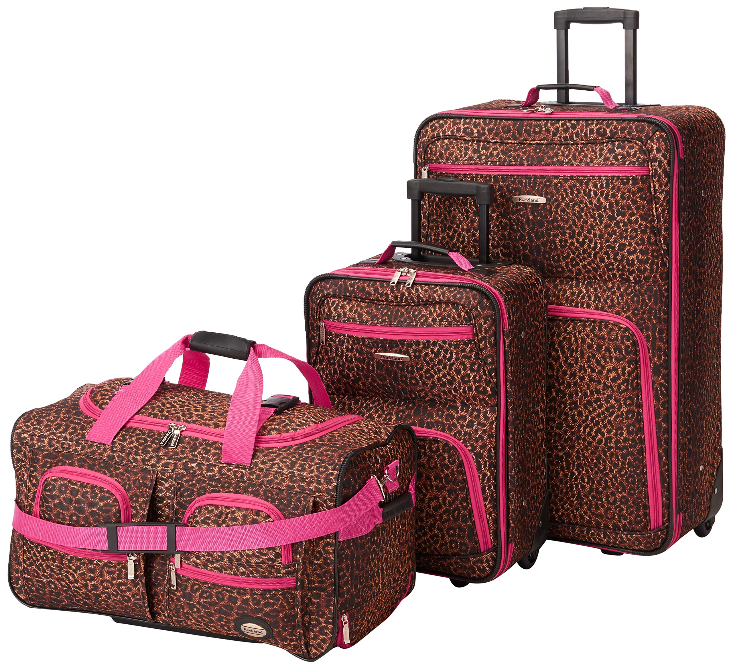 3 PC LUGGAGE SET - PINKLEOPARD
