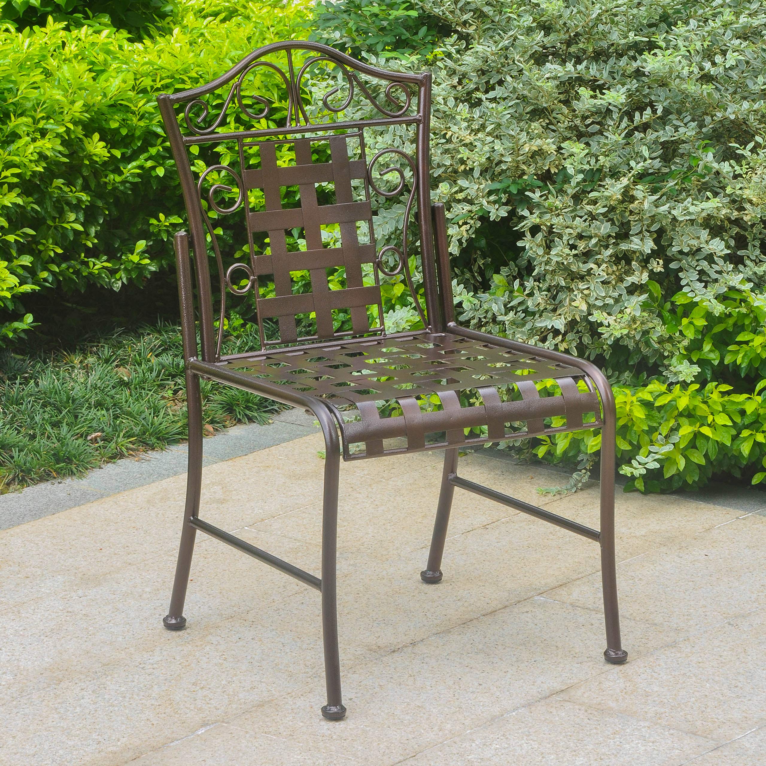Mandalay Iron Patio Set of 2 Bistro Chairs -Bronze