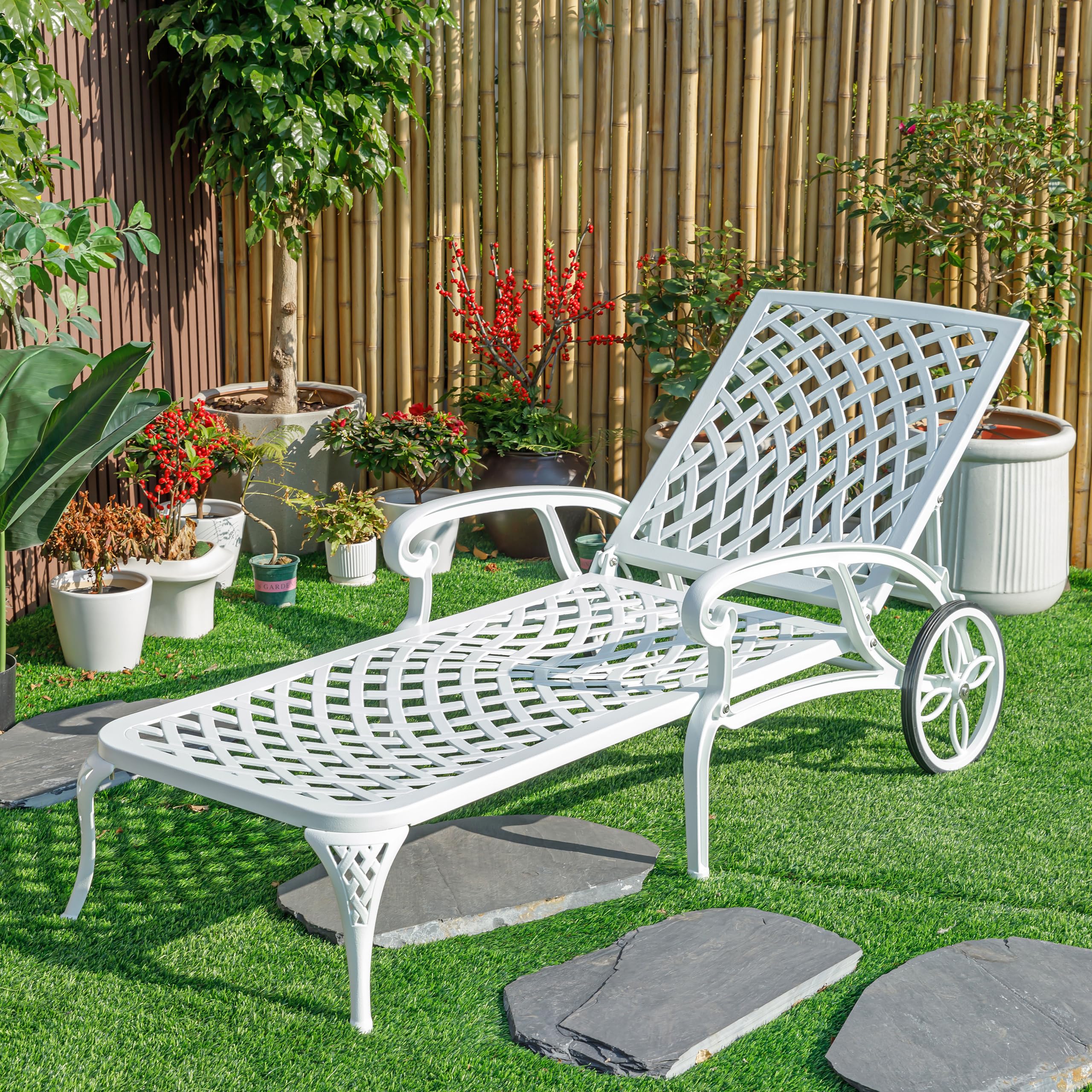 Hi-Line Gift Ltd 78663-WT Pure Elegance- White Cast Aluminium Garden Bench for Outdoor Tranquility