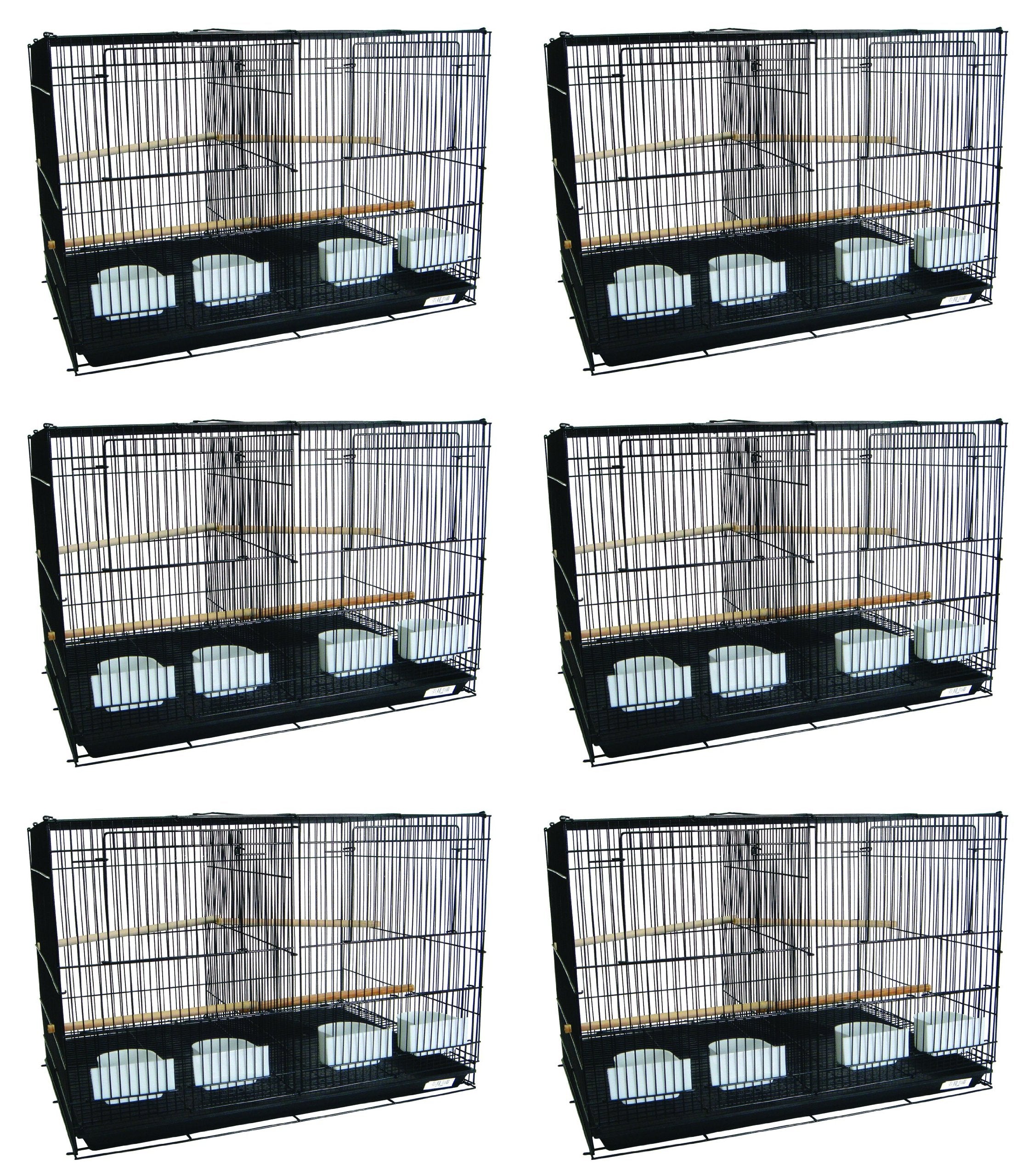 Lot of 6 Small Breeding Cages with Divider, Black