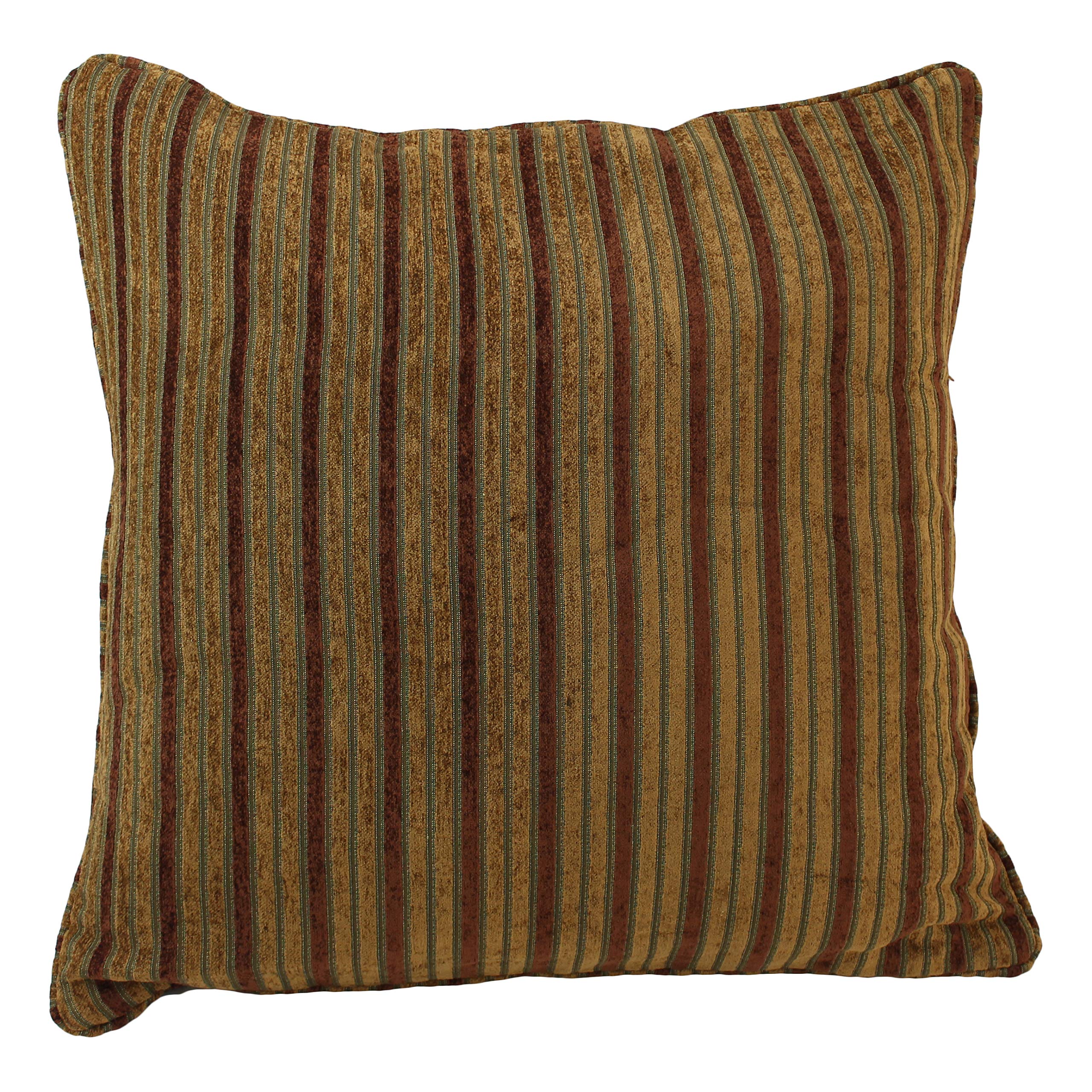 20-inch by 8-inch Double-corded Patterned Jacquard Chenille Bolster Pillow with Insert - Autumn Stripes